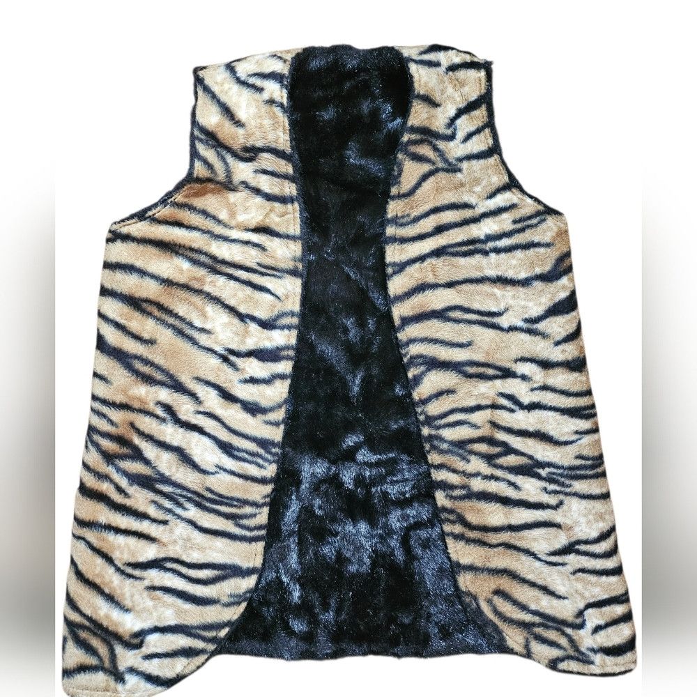 Vintage Faux Fur Vest with Animal Print Lining Size M / US 6-8 / IT 42-44 - 2 Thumbnail