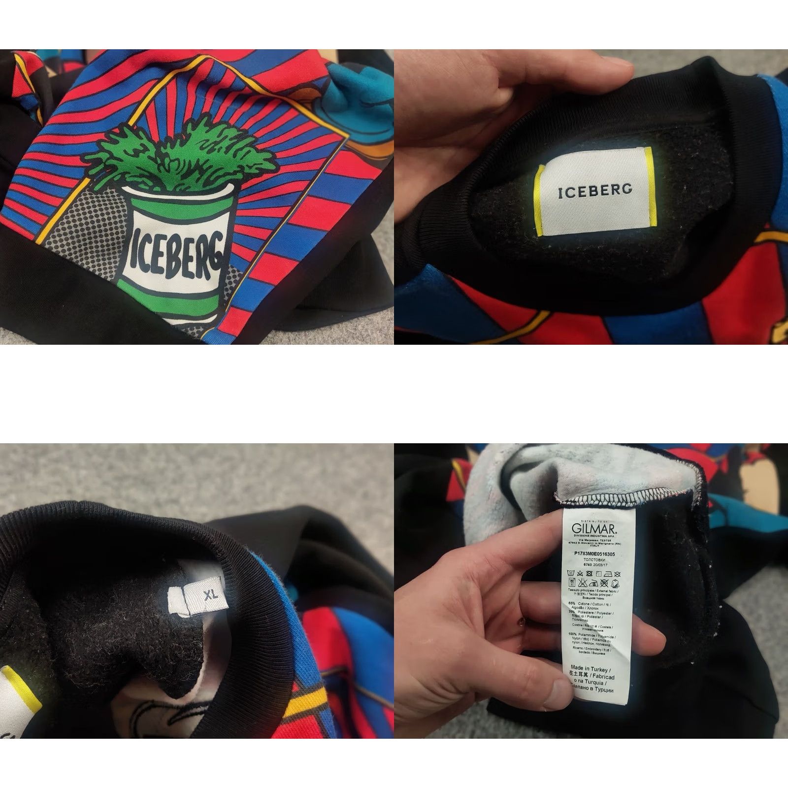 Vintage Iceberg Popeye Sweatshirt Pullover Vintage Style Crew Chek Stripe Art Print Size US XL / EU 56 / 4 - 10 Thumbnail