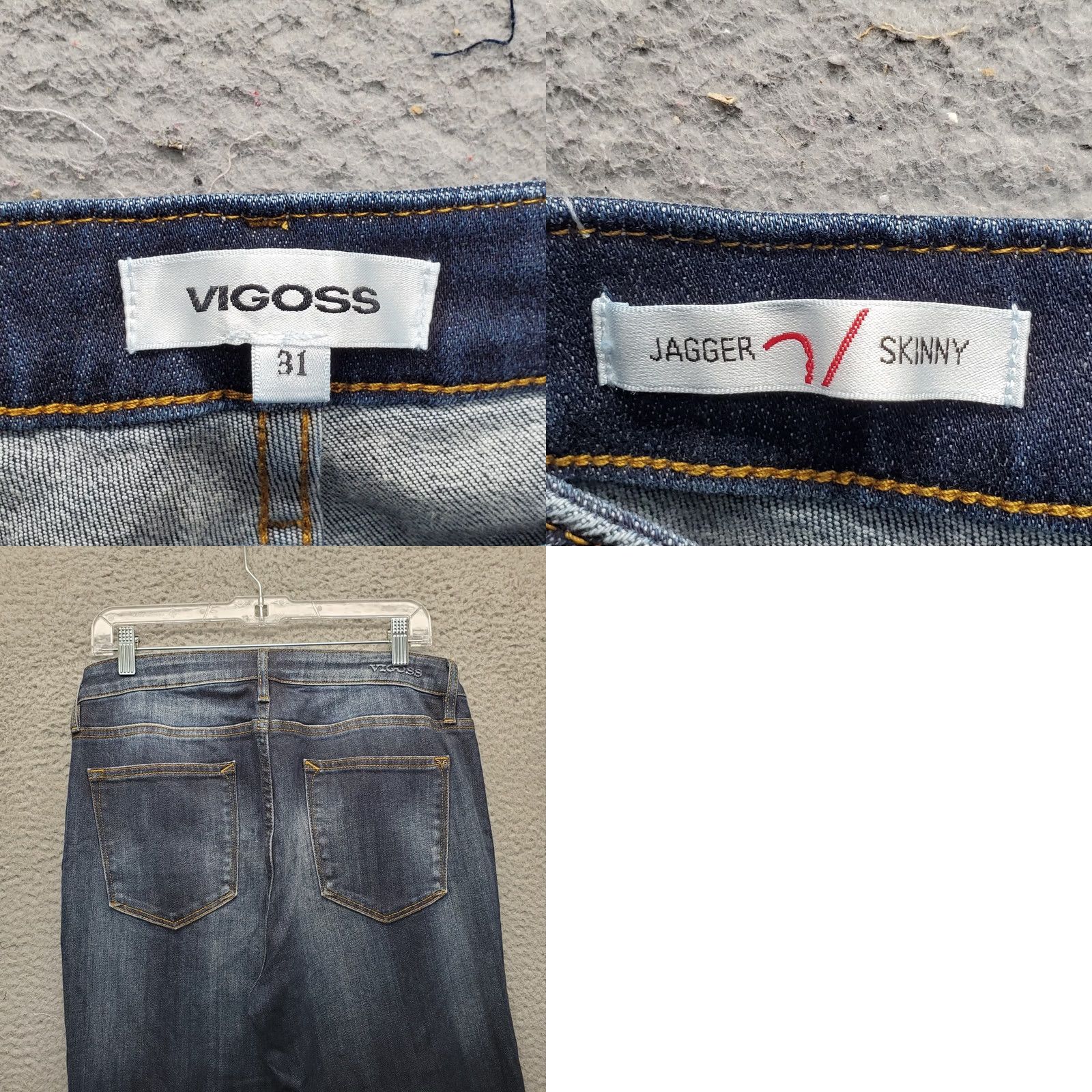 Vintage VIGOSS Jagger Skinny Jeans Womens 31 Blue Denim Stretch Distressed Whiskered Jeans Size 24" / US 00 / IT 34 - 8 Thumbnail