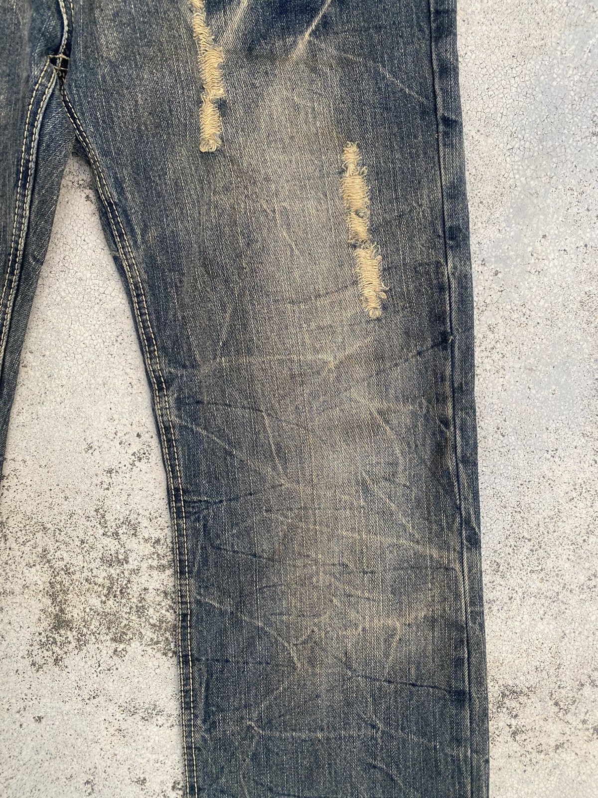 If Six Was Nine × Japanese Brand × Tornado Mart Edwin Distressed Mud Washed Studed Jeans Size US 35 - 7 Thumbnail