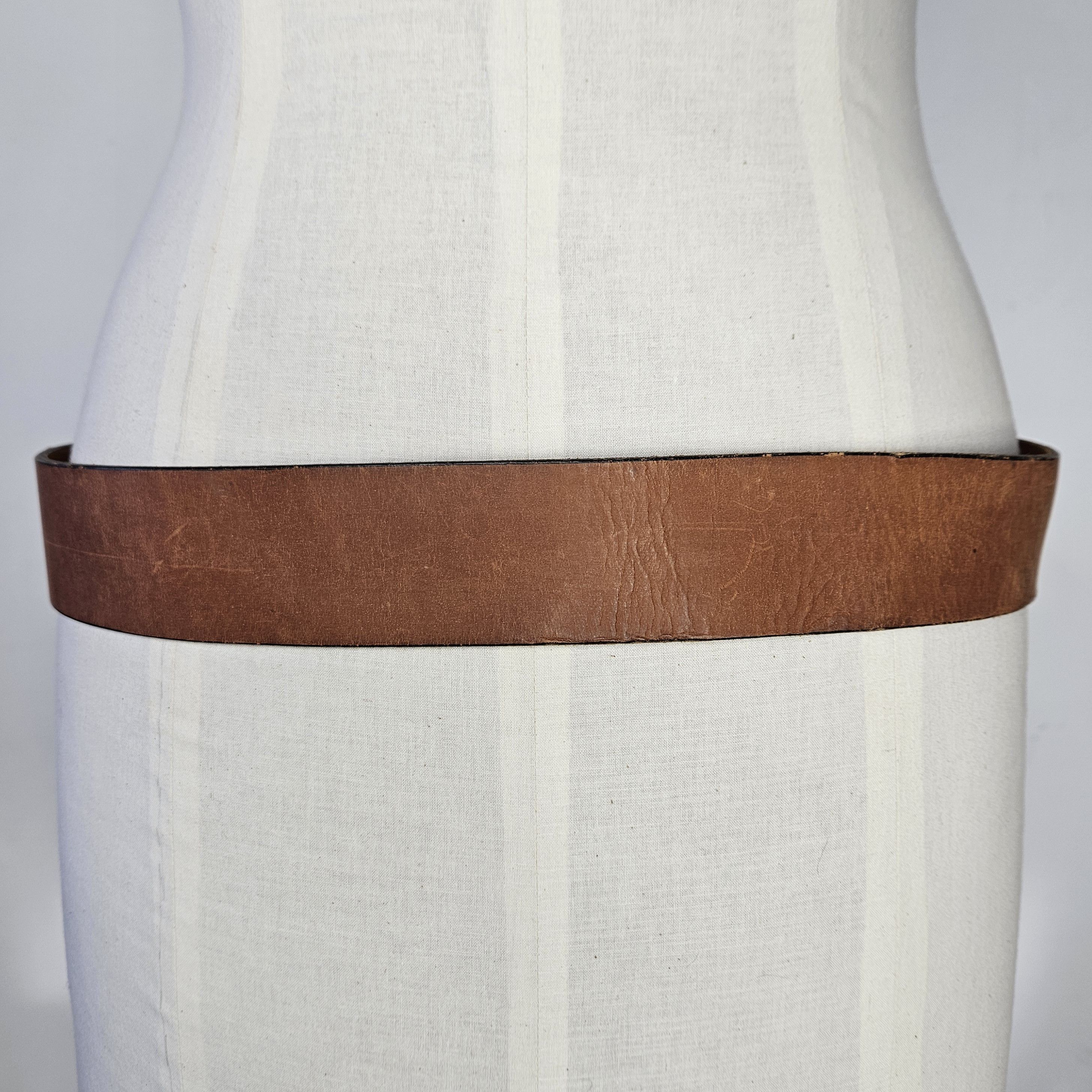 Other Belt 38-40" Heavyweight Steerhide Leather Bulky Strong Brass Size 40 - 4 Thumbnail