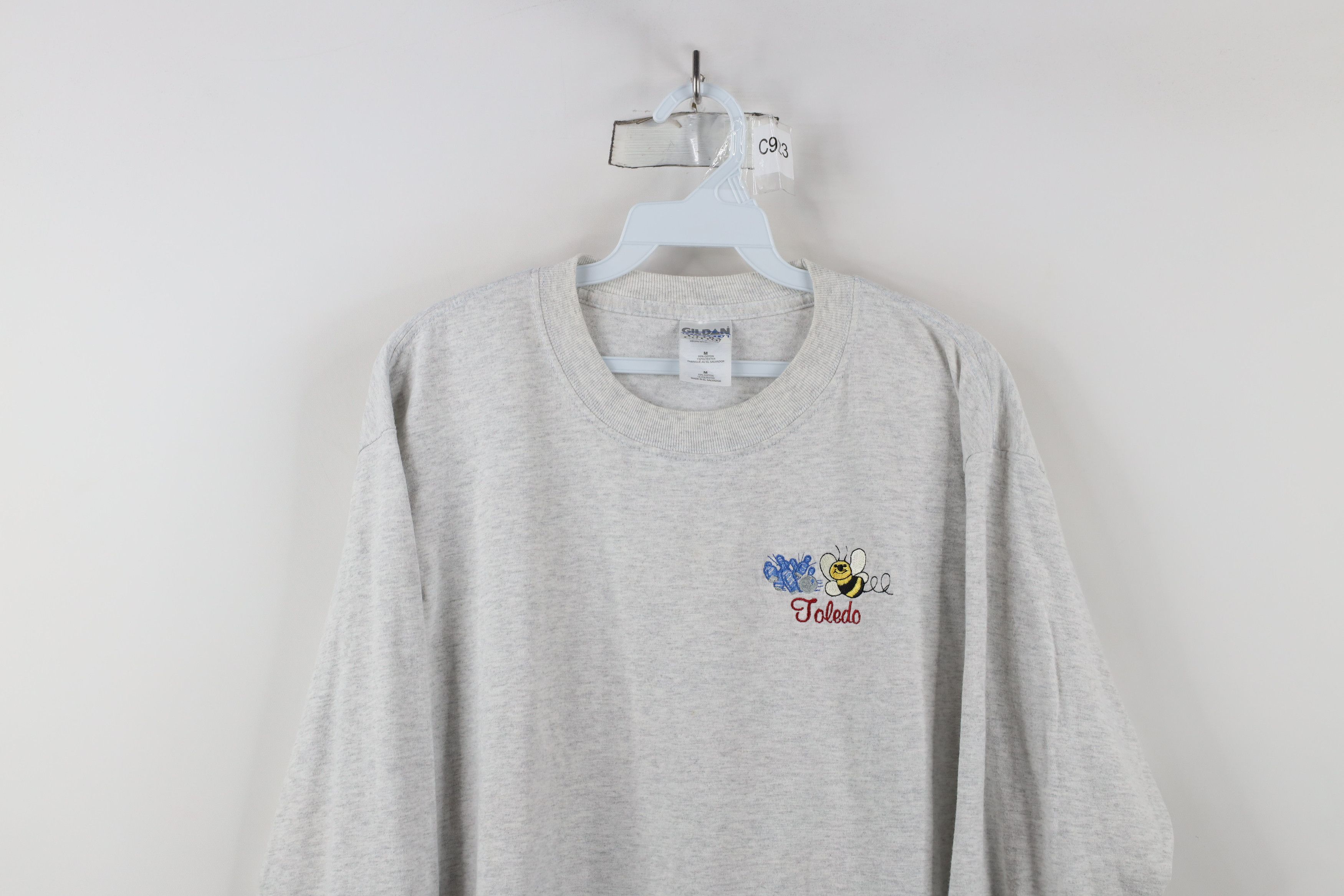 Vintage Vintage 90s Streetwear Bee Bowling Long Sleeve T-Shirt Gray Size M / US 6-8 / IT 42-44 - 2 Thumbnail