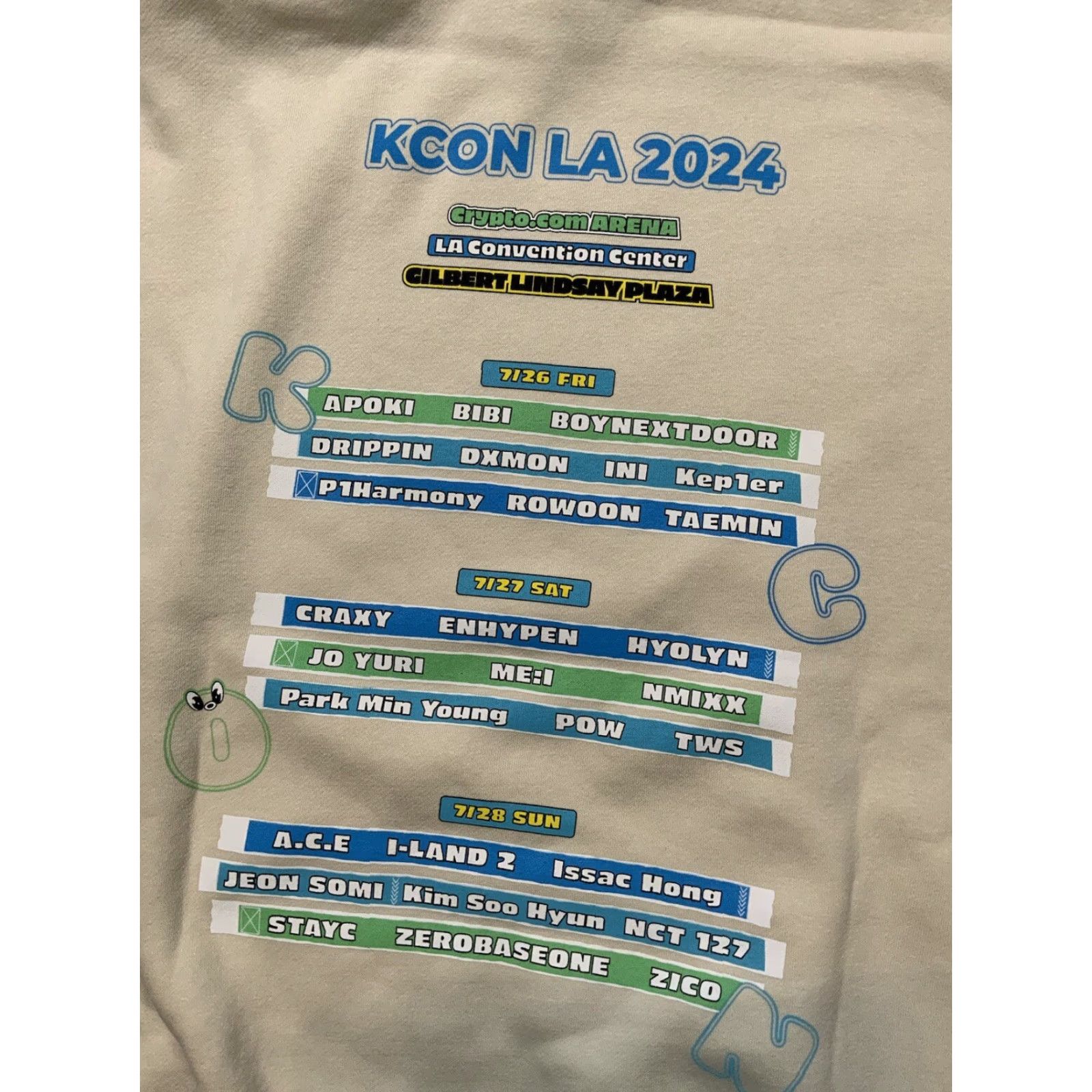 Vintage KCON Los Angeles 2024 K Pop Artist Festival Merch Lineup Pullover Hoodie Sz. XL Men Beige Size US XL / EU 56 / 4 - 6 Thumbnail