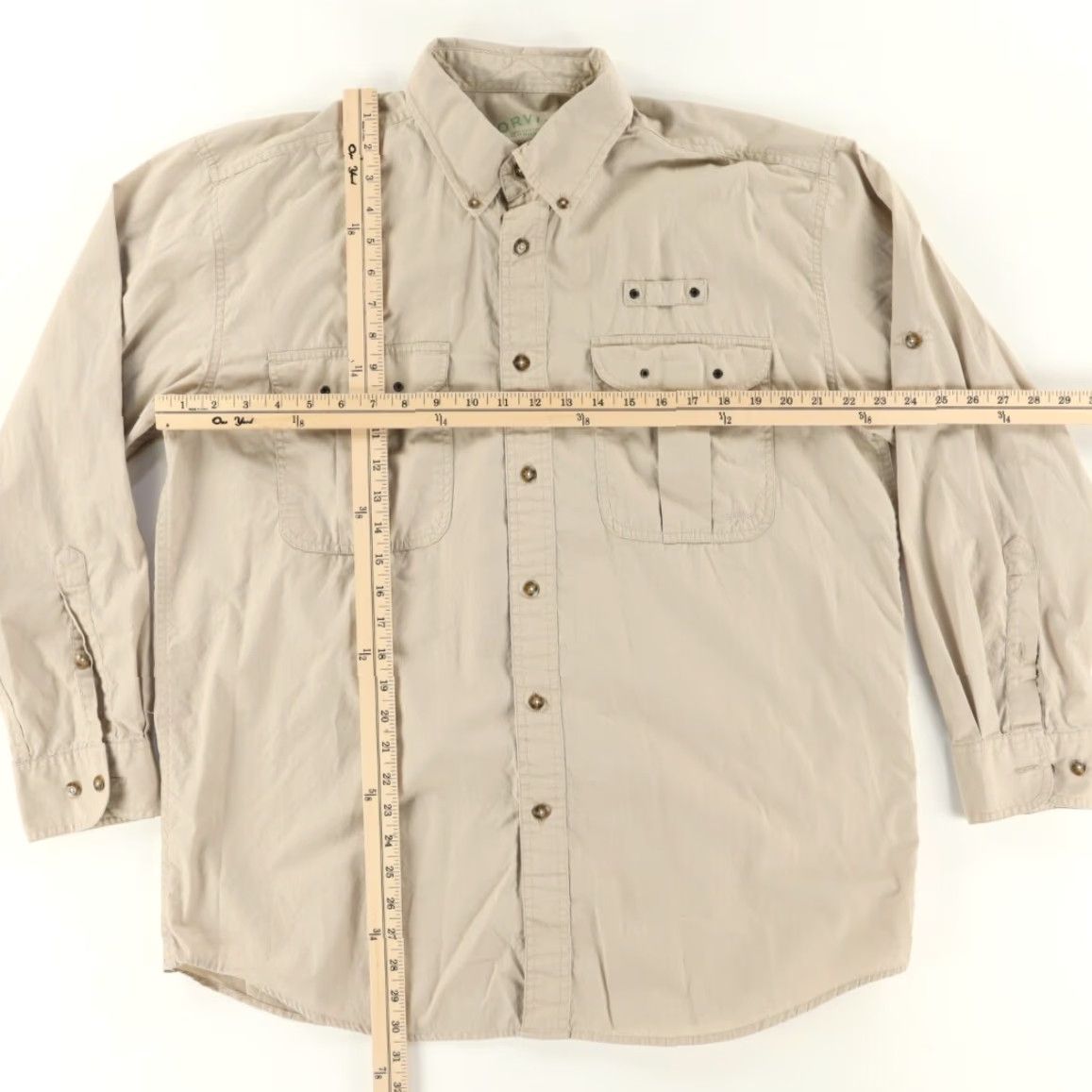 Orvis Orvis Fly Fishing Cotton Solid Long Sleeve Button Down Shirt Beige Men's L Size US L / EU 52-54 / 3 - 3 Thumbnail