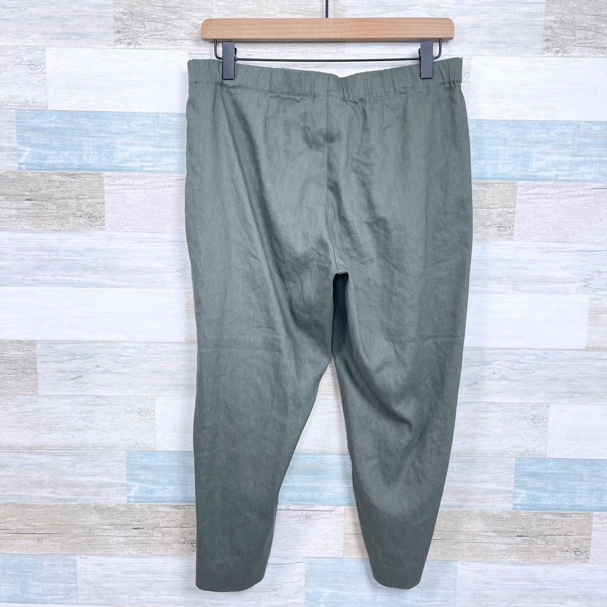 J. Jill J Jill Linen Stretch Crop Pull On Pants Green Mid Rise SP Size 32" / US 10 / IT 46 - 3 Thumbnail