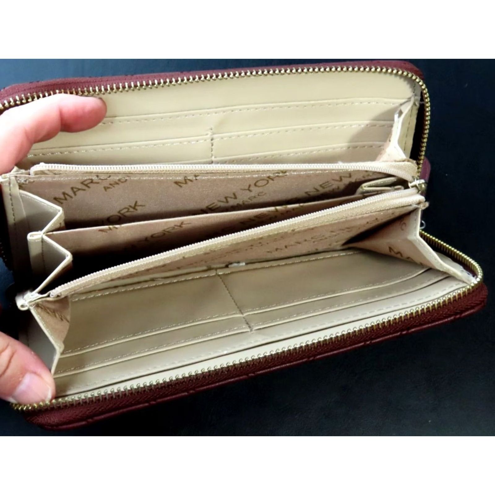 Vintage Marc New York Wristlet Burgandy Women's Wallet 8" x 4" Leather Wristlet Strap Logo Wallet 8x4 Size ONE SIZE - 4 Thumbnail