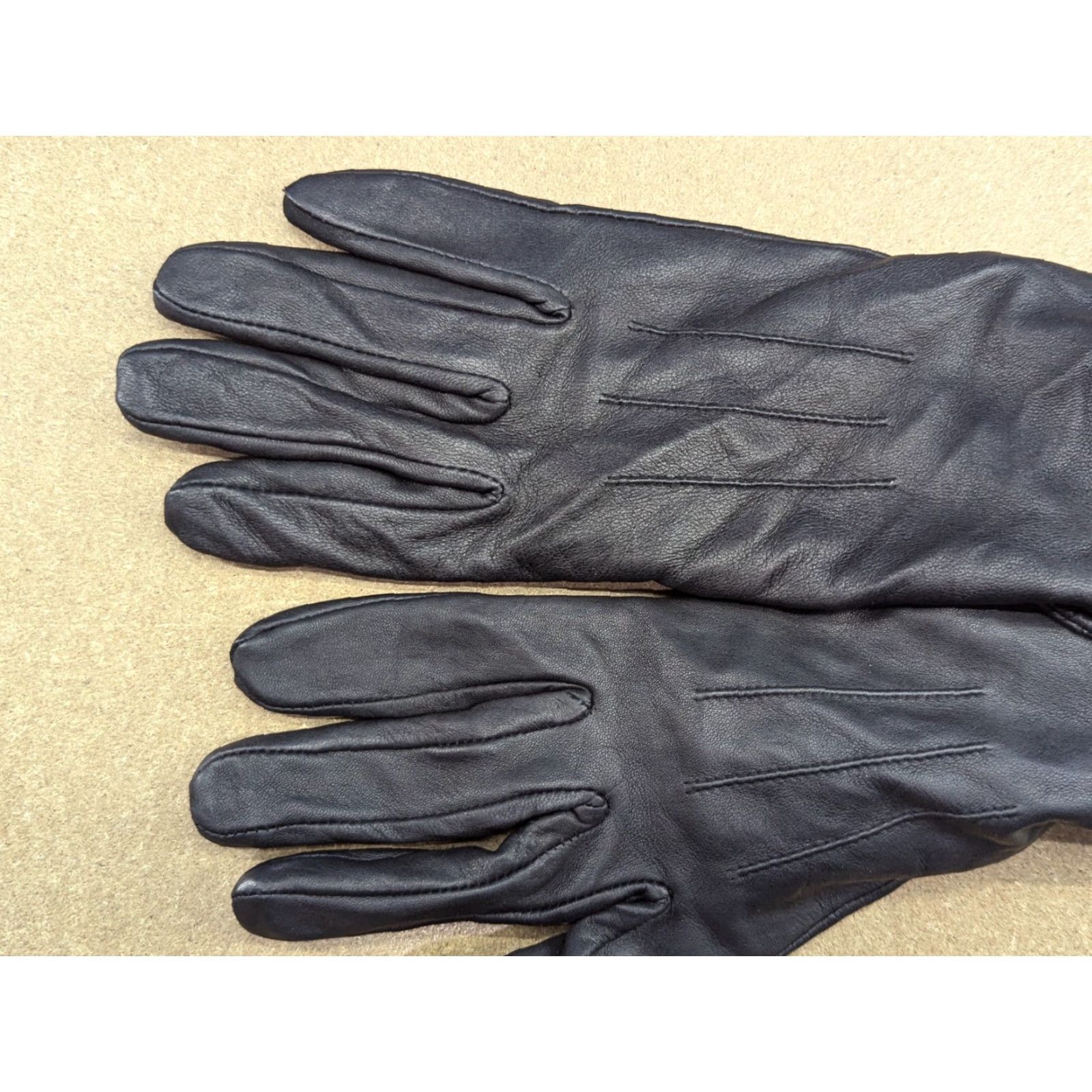 Vintage Genuine Leather Womens Gloves Size M Black Winter Lined Wool Blend Leather Glove Womens Gloves Mens? Size ONE SIZE - 7 Thumbnail