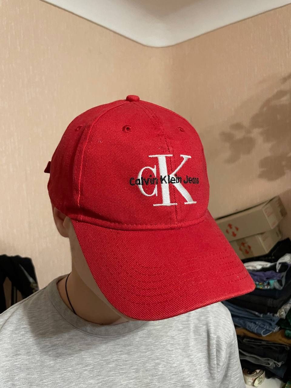 Calvin Klein × Vintage Vintage Calvin Klein Jeans Red Y2K Cap Hat Size ONE SIZE - 1 Thumbnail