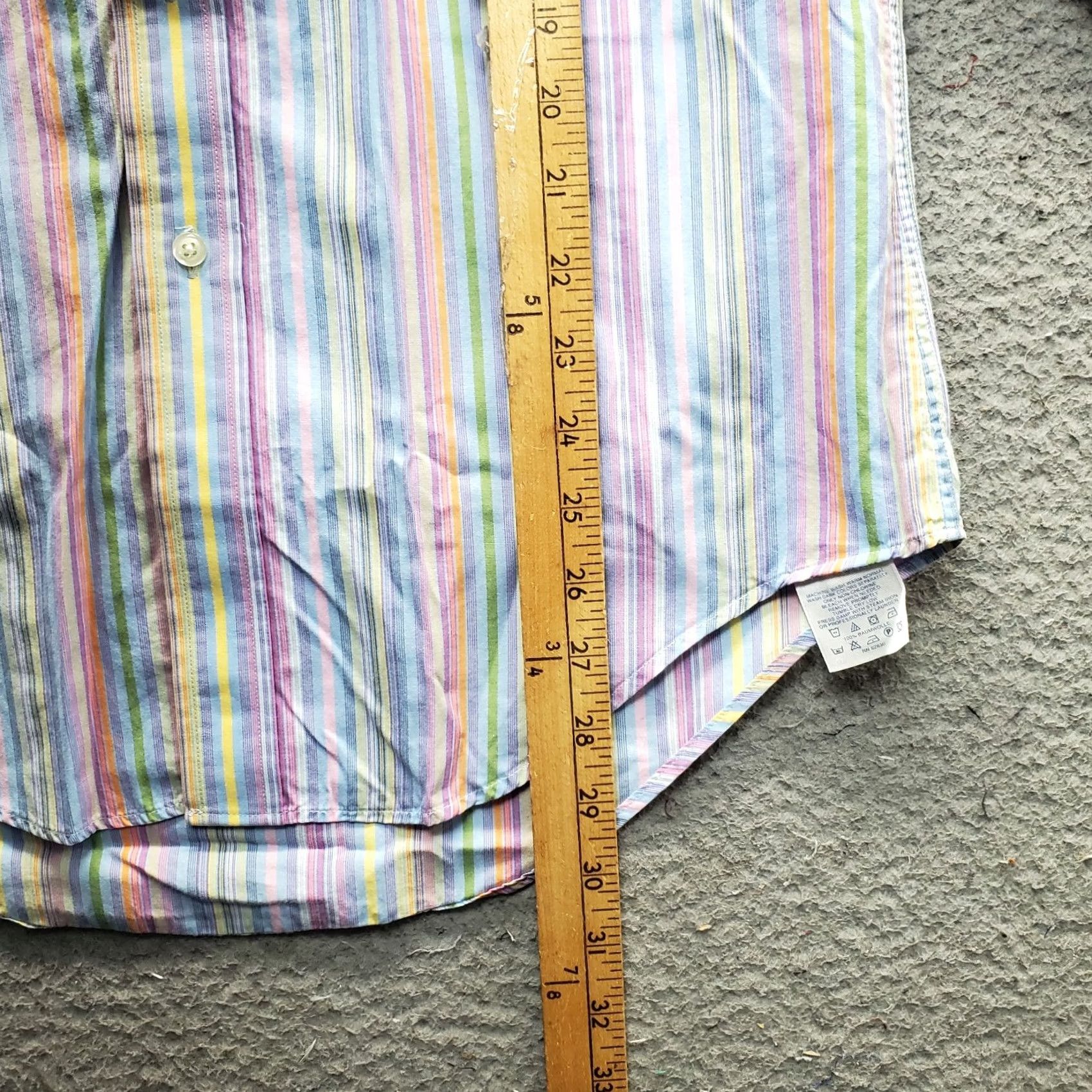 Lands' End Lands' End Dress Shirt Mens 15 Multi Striped Single Pocket Curved Hem Button Up Size 40R - 3 Thumbnail