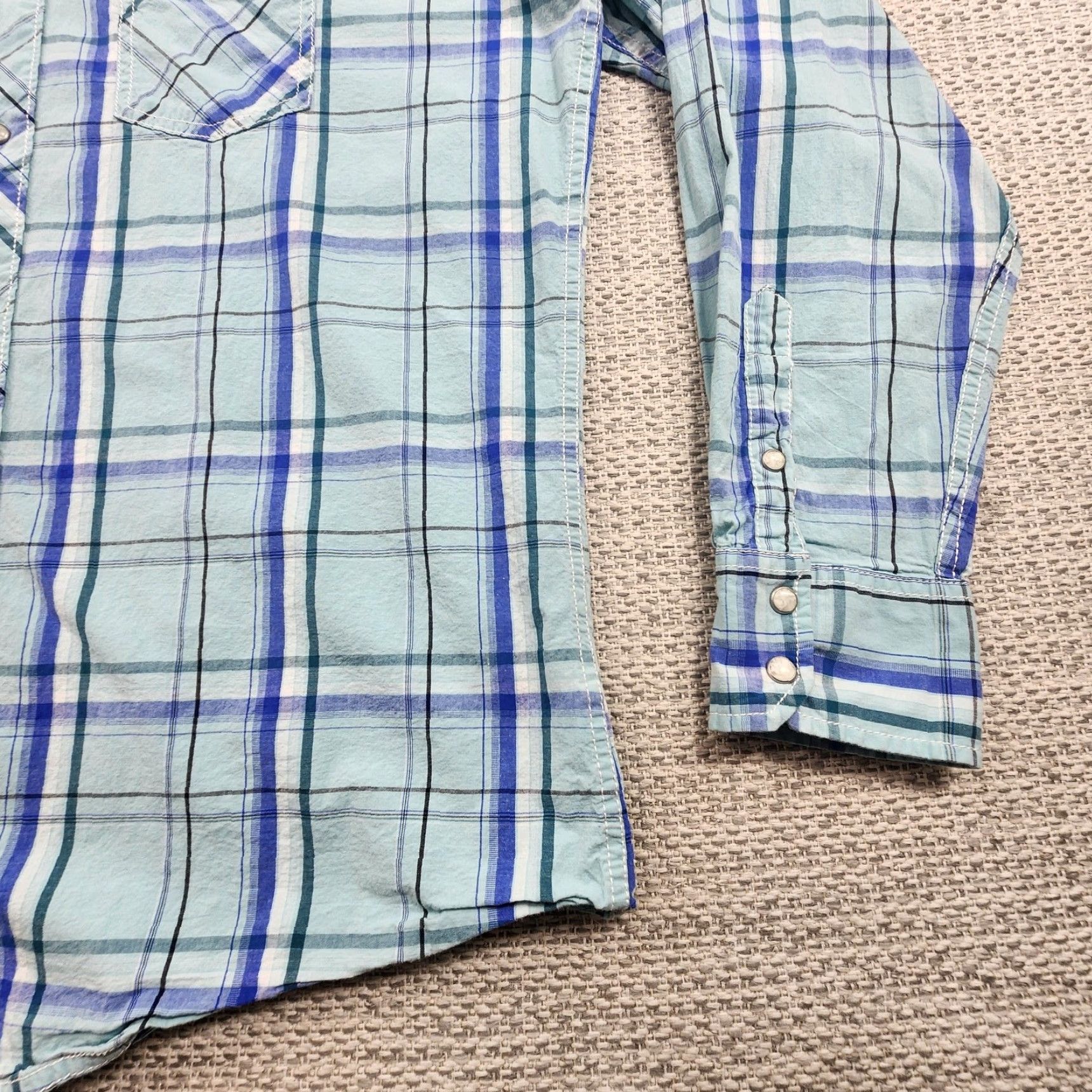 Wrangler Wrangler 20X Competition Shirt XL Blue Green Plaid Western Snap Pearl Rodeo Mens Size US XL / EU 56 / 4 - 2 Thumbnail