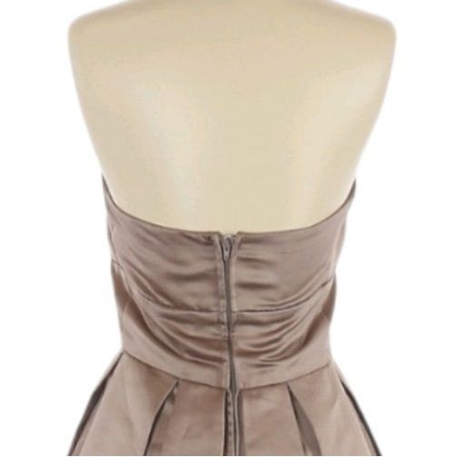 Vintage Vtg 80s Artsy Satin Formal Strapless Dress Sz 10 Taupe Pleat Size L / US 10 / IT 46 - 6 Thumbnail