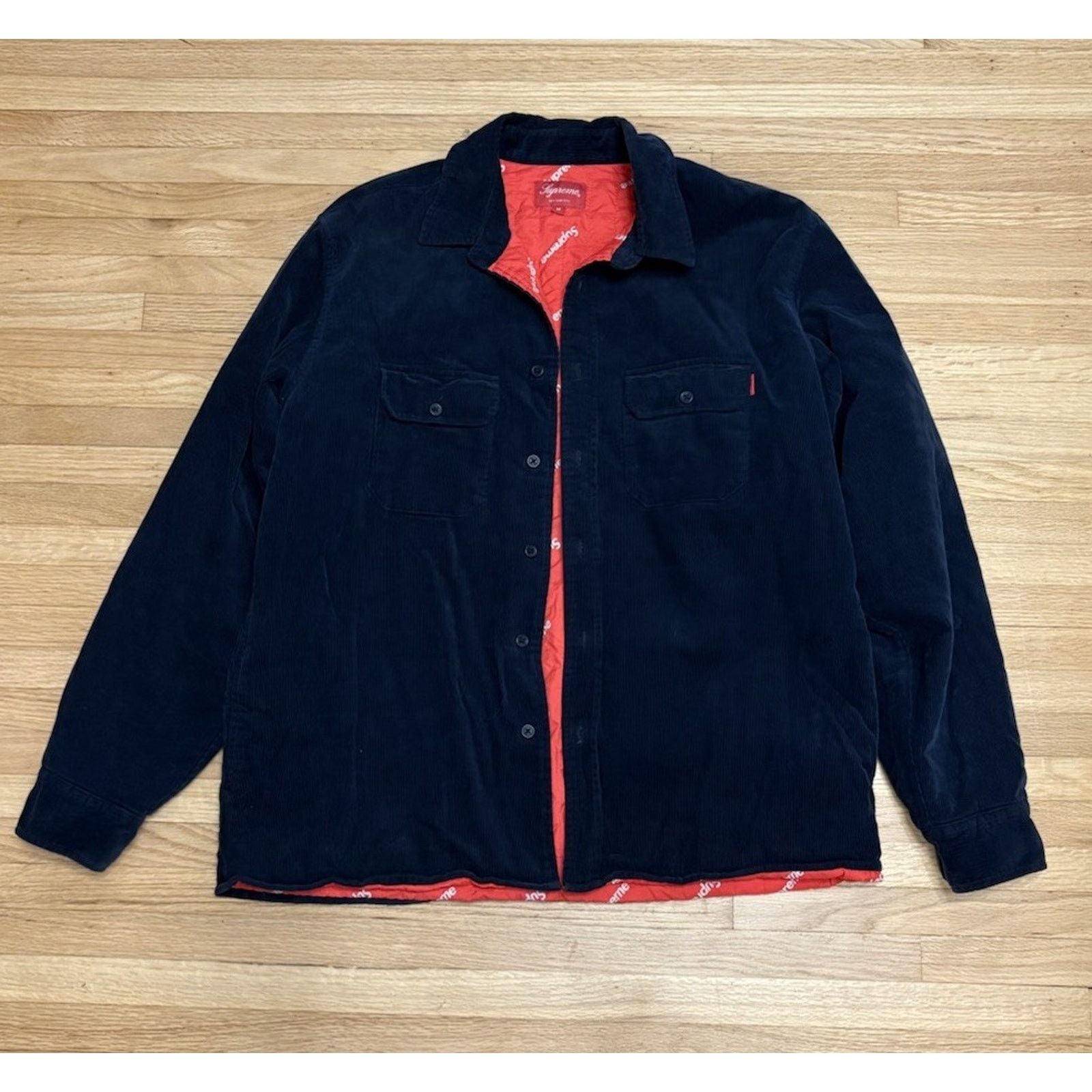 Supreme Supreme Men’s Corduroy M Quilted Blue Shirt w/ Pockets FW17 Size US M / EU 48-50 / 2 - 2 Thumbnail