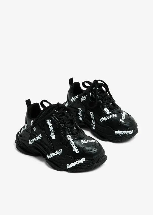 Balenciaga o1mt1gz1124 KIDS - Triple S Logotype Sneakers in Black Size US 5 / EU 37 - 4 Thumbnail