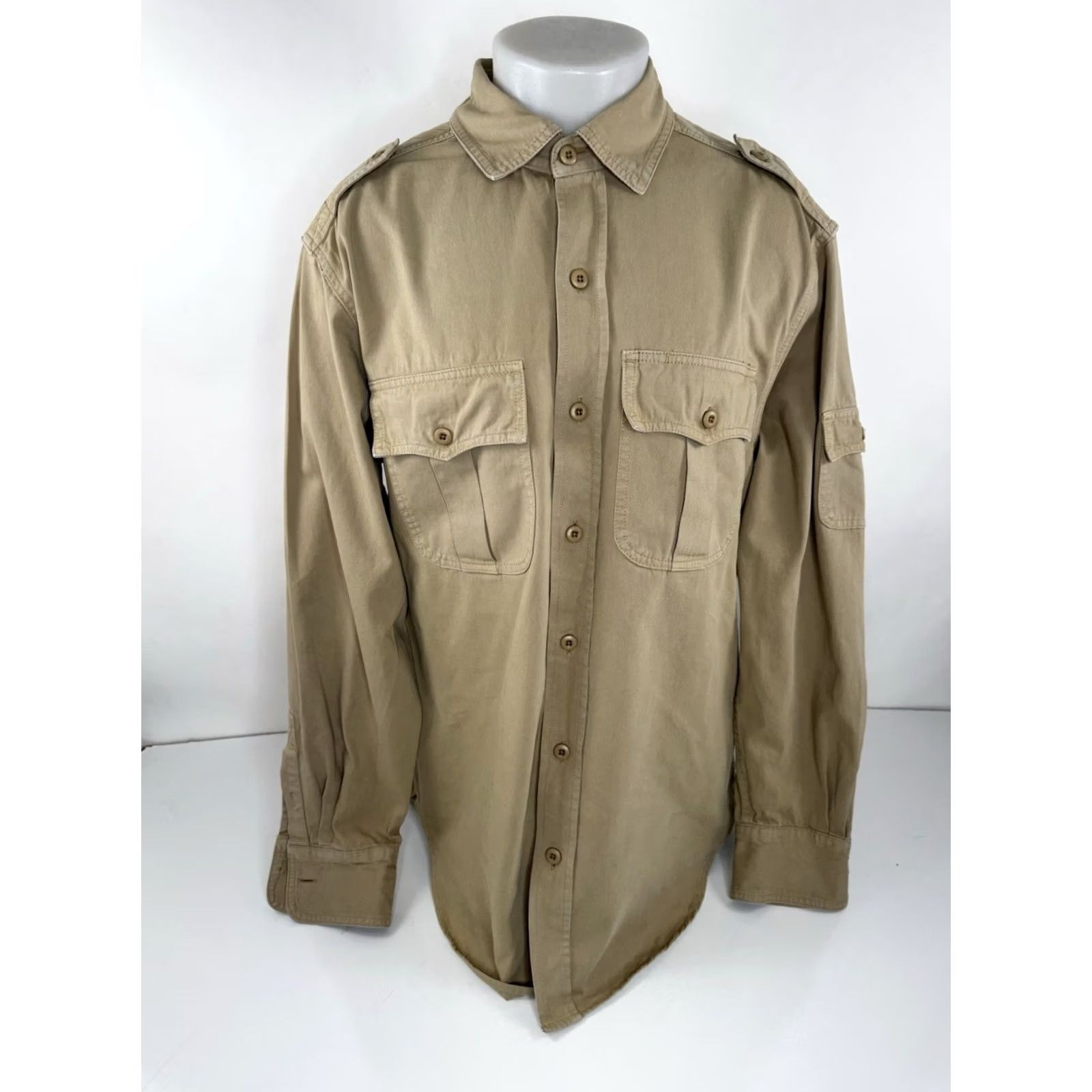 Vintage J. Peterman XL Classic Safari Vintage Shirt Men Button-Up Long Sleeve Tan Classic Safari Vintage Shirt J. Peterman XL Mens Shirt Size US XL / EU 56 / 4 - 2 Thumbnail