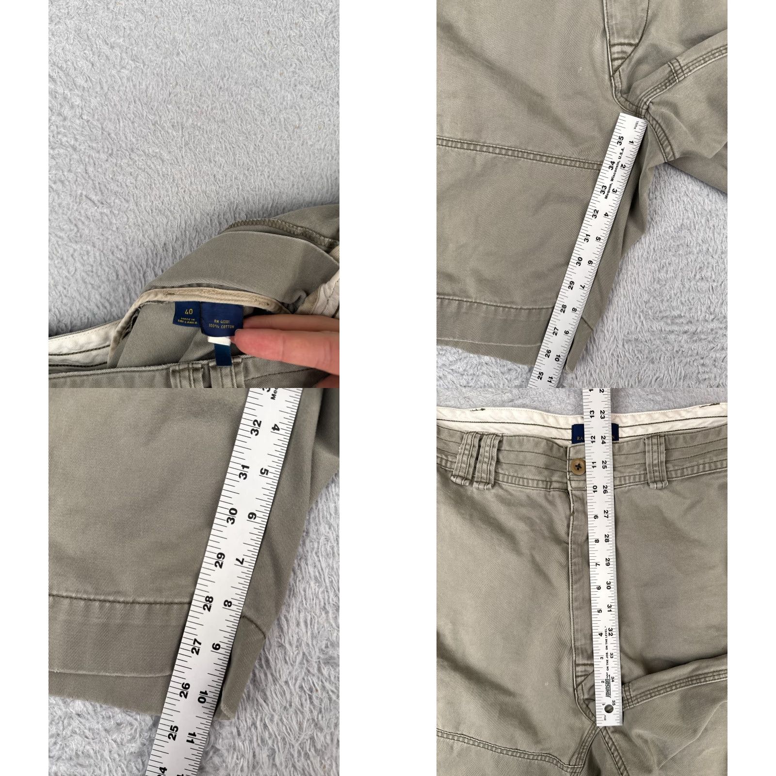 Polo Ralph Lauren VINTAGE Polo Ralph Lauren Cargo Shorts Mens 40 Green 100% Cotton Twill Pockets 10in Inseam Regular Fit Casual Workwear American Army Outdoor Mens Size US L / EU 52-54 / 3 - 8 Thumbnail