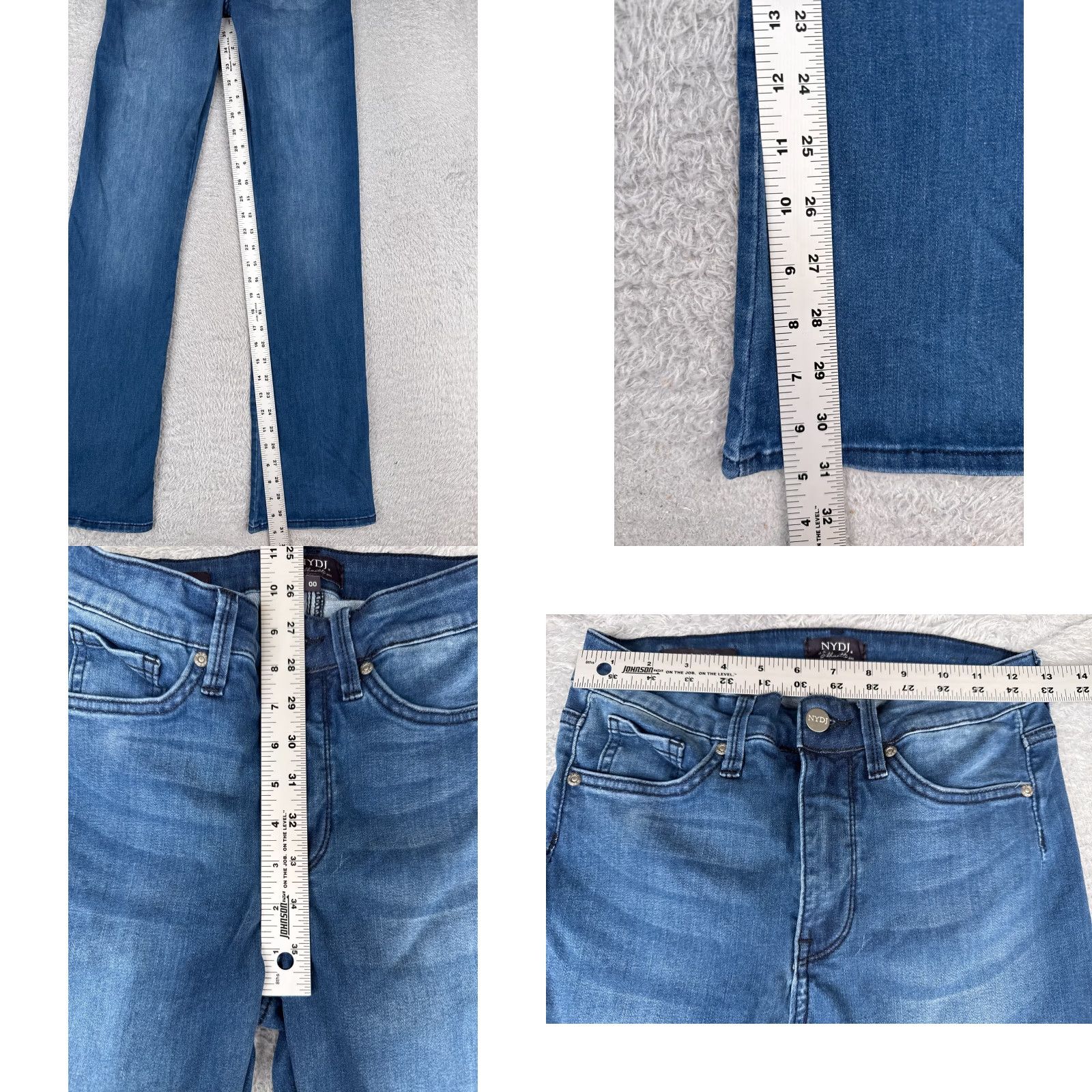 NYDJ VINTAGE NYDJ Jeans Womens 00 Bootcut Denim Slim Fit Mid Rise Cotton Blend 25x31 Blue Casual Size 24" / US 00 / IT 34 - 8 Thumbnail