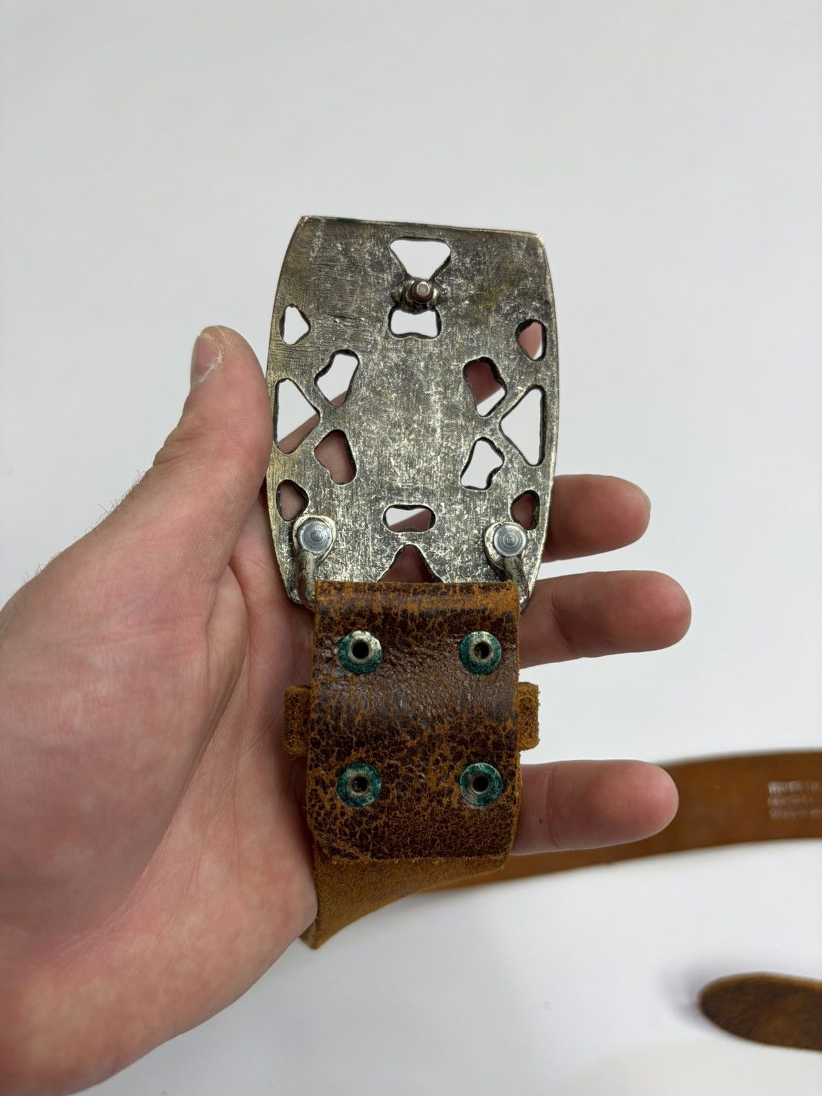 Hysteric Glamour Vintage Distressed Leather Crystal Belt Y2K Rockstar Grunge Size 32 - 17 Thumbnail