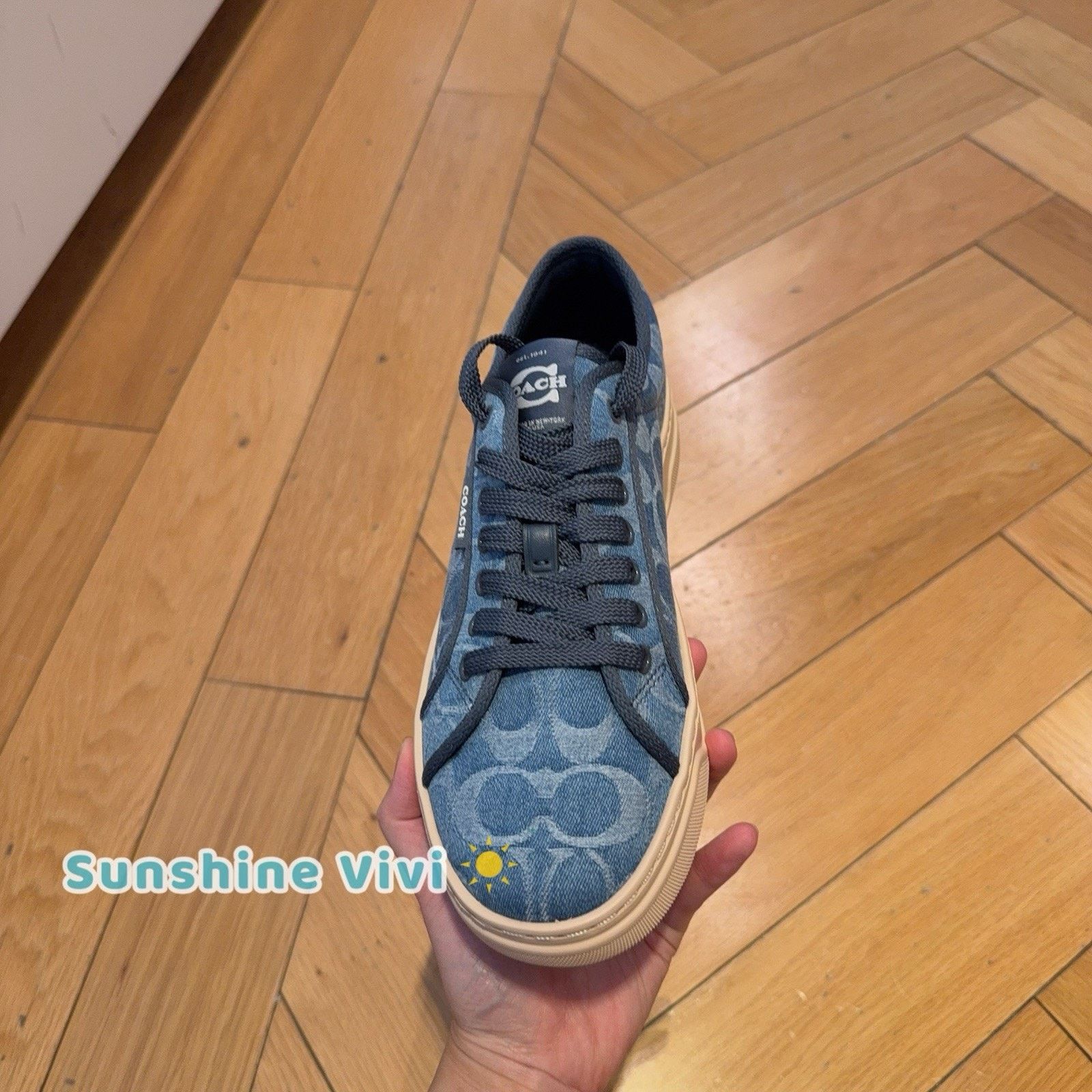 Coach NEW Coach Woman Canvas Sneaker CDQ99 Light Denim/Ivory Size US 6.5 / IT 36.5 - 2 Thumbnail
