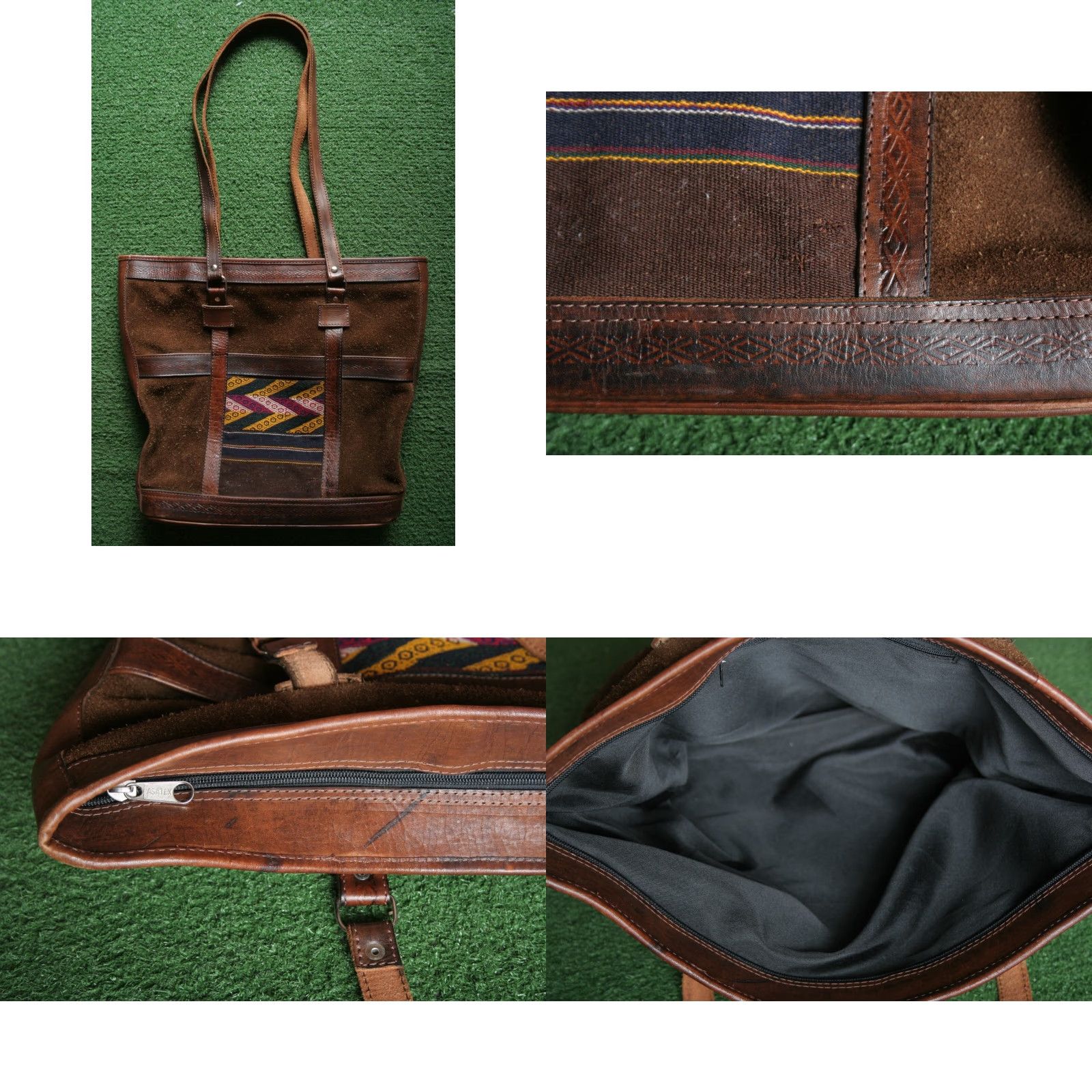 Vintage VINTAGE Bolivian Suede, Tooled Leather & Tapestry Slim Shoulder Tote Bag Size ONE SIZE - 8 Thumbnail