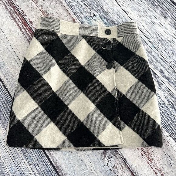 Loft LOFT Plaid Black and White Women's Mini Skirt Size 27" / US 4 / IT 40 - 2 Thumbnail