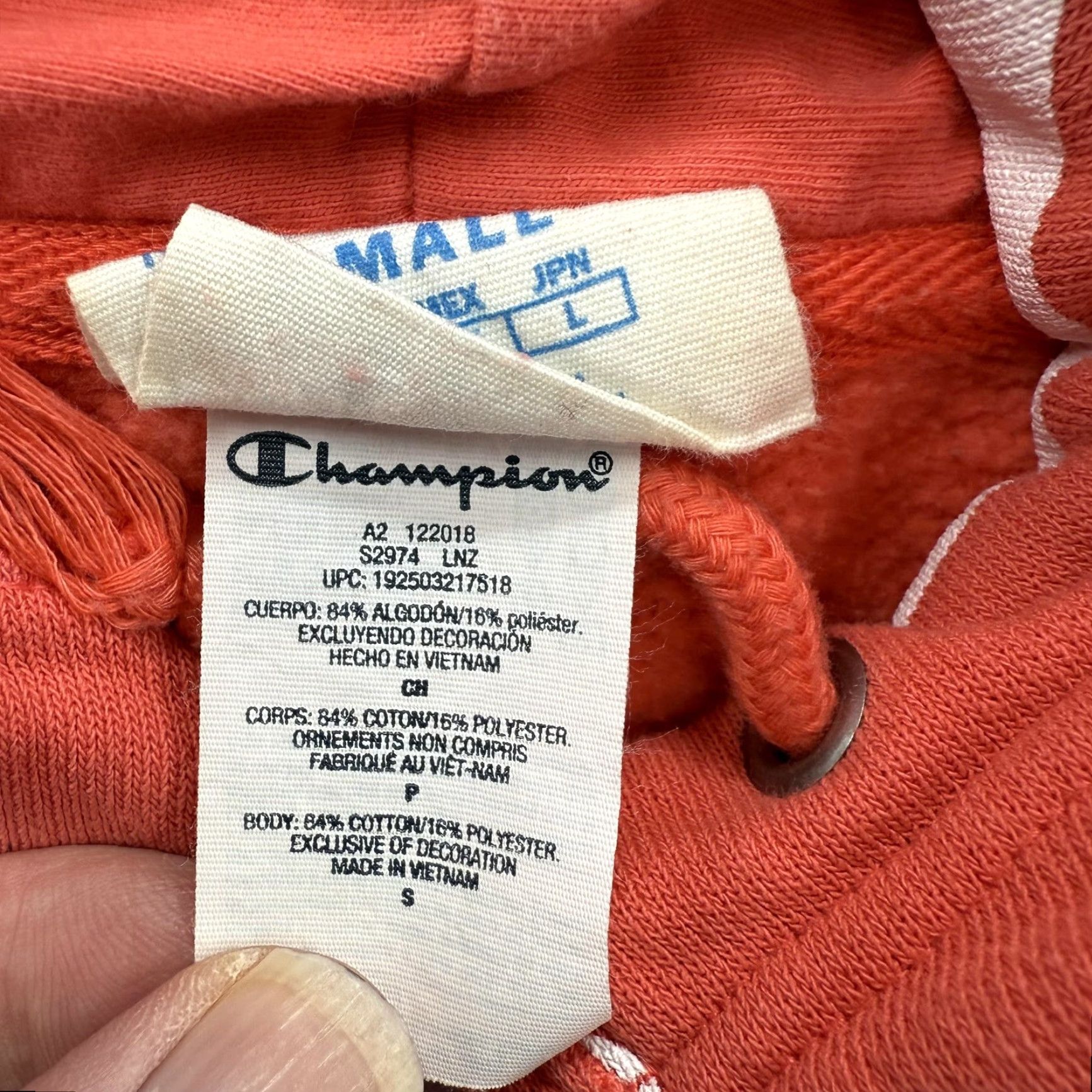 Champion Champion Hoodie Mens Small Coral White Reverse Weave Allover Big Logo Script Size US S / EU 44-46 / 1 - 4 Thumbnail