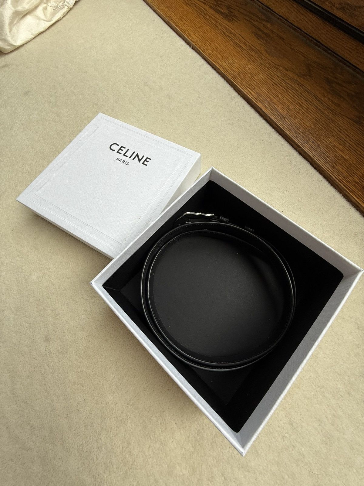 Celine FW23 Celine runway Western gator print black leather belt Size 28 - 23 Thumbnail