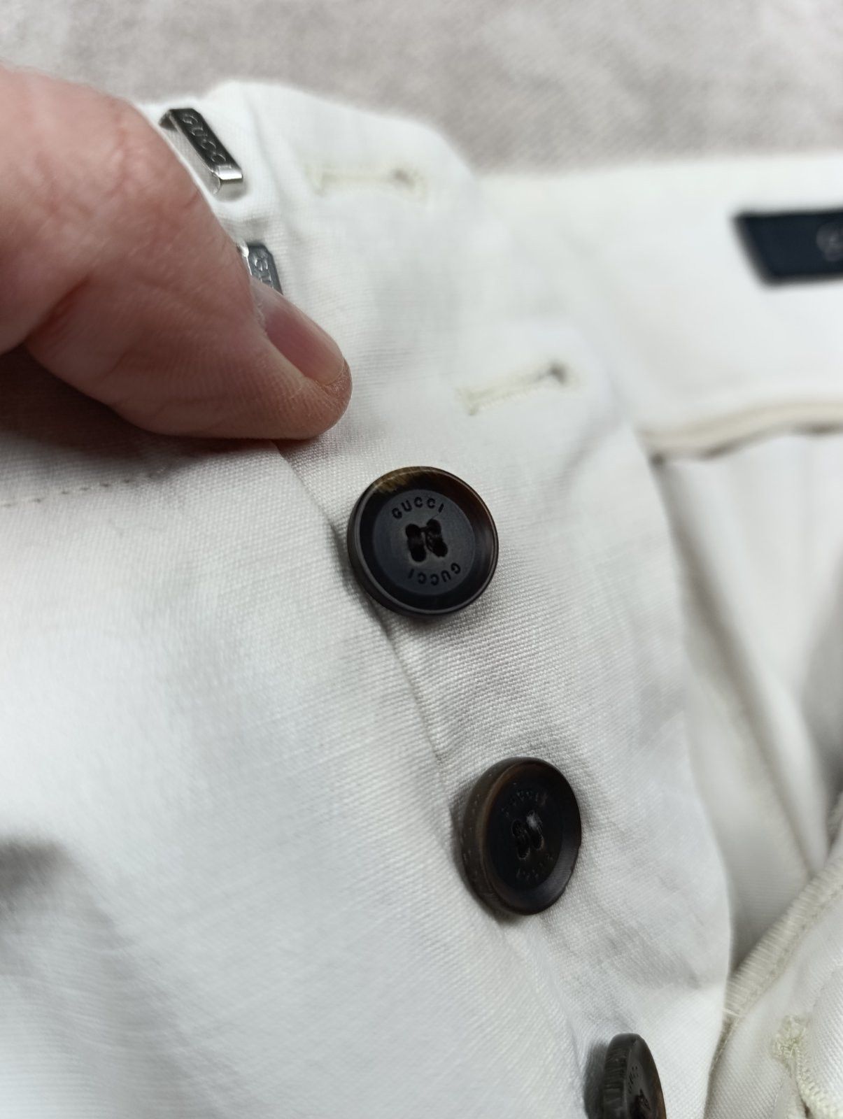 Gucci GUCCI VINTAGE CREAM COTTON BAMBOO BUCKLE TAPERED PANTS Size 28" / US 6 / IT 42 - 21 Thumbnail