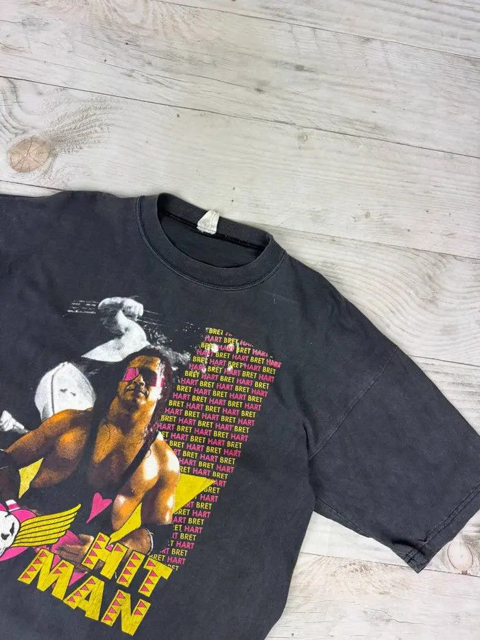 Vintage Vintage WWE Bret Hart Hit Man Wrestling T-shirt 90s Size US L / EU 52-54 / 3 - 5 Thumbnail