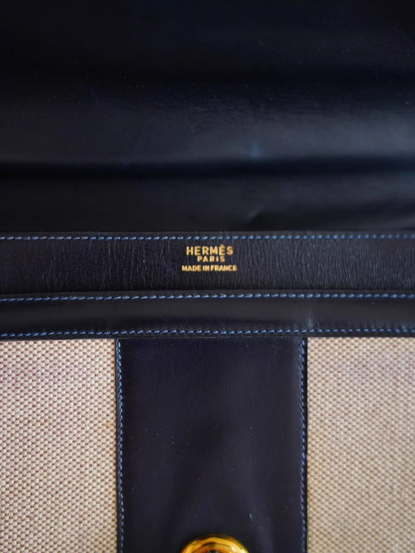 Hermes Hermes Vintage Navy Blue Canvas Old Money Kelly Shoulder Bag Size ONE SIZE - 6 Thumbnail