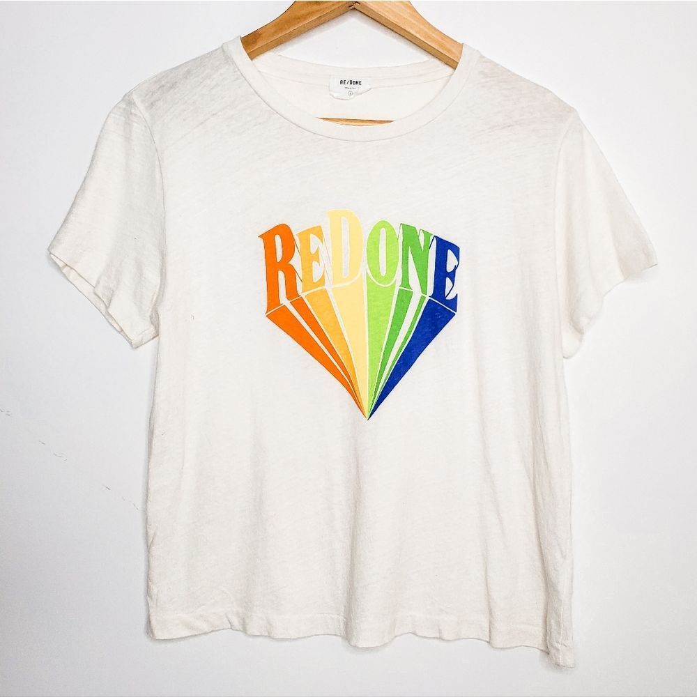 RE/DONE Re/Done White Originals Rainbow Pride Logo Retro Graphic Cla Size S / US 4 / IT 40 - 1 Preview