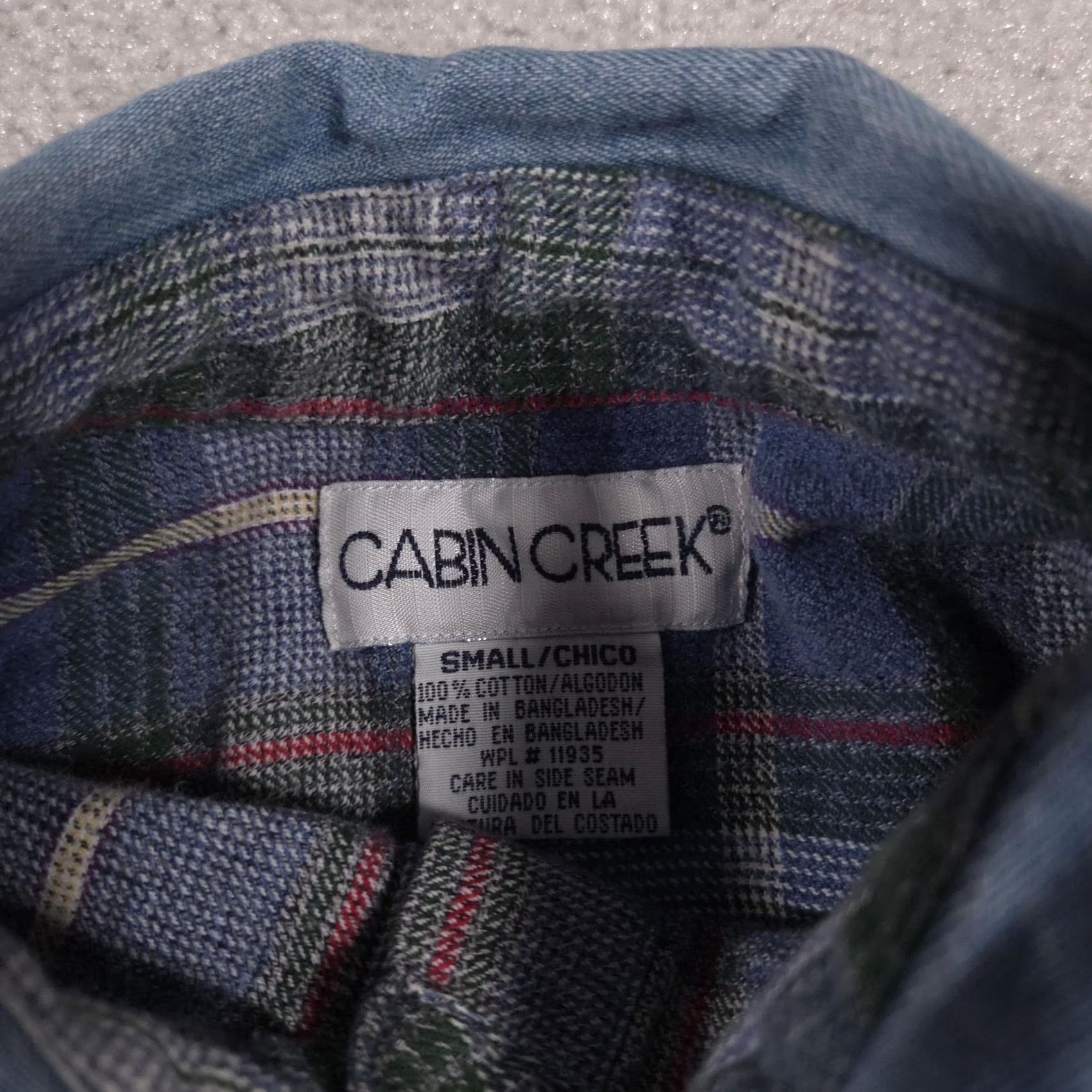Denime Cabin Creek Shirt Womens Small Blue Plaid Denim Collar Button Front Flannel Top Size S / US 4 / IT 40 - 6 Thumbnail