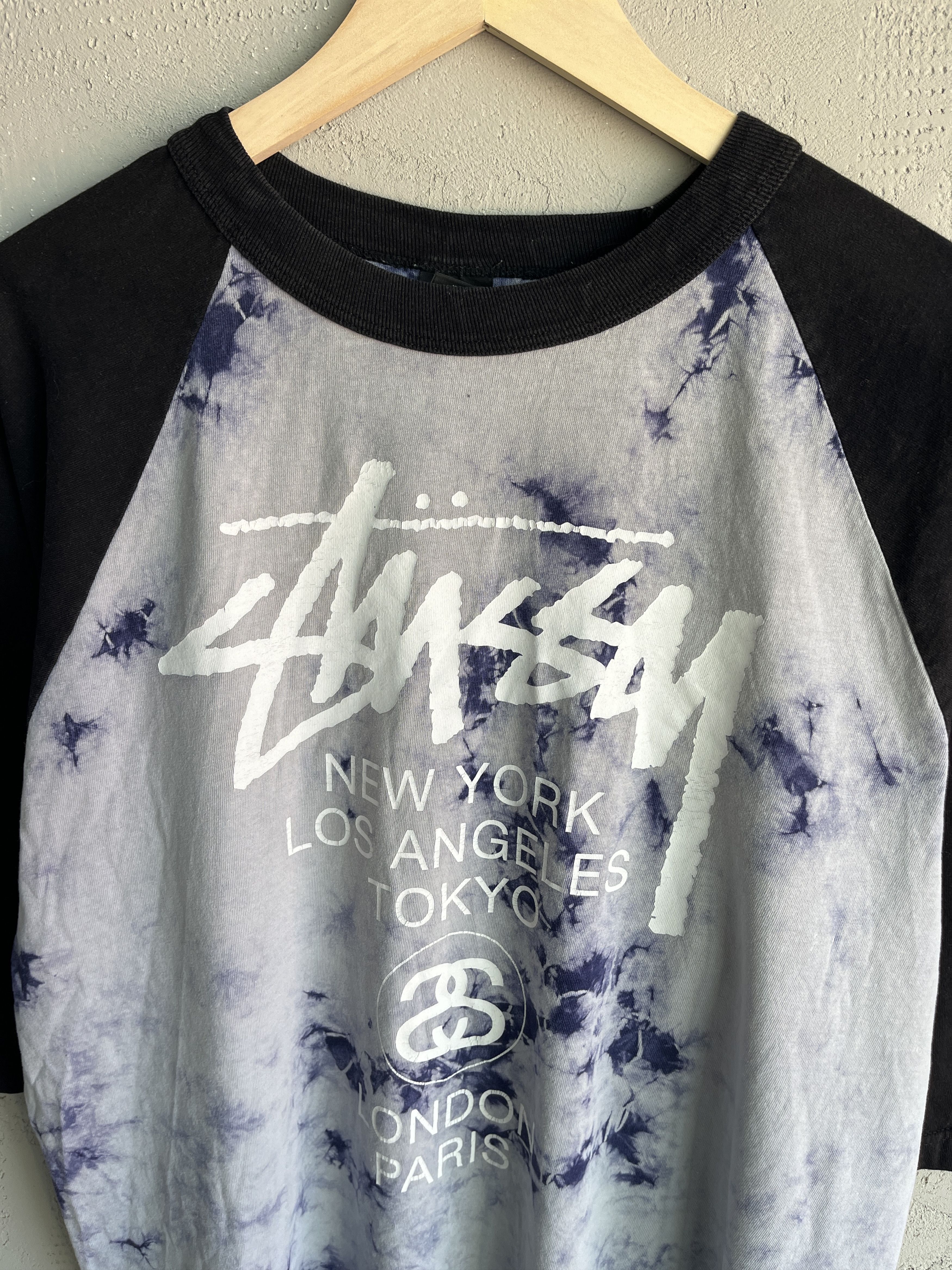 Stussy × Vintage Vintage Y2K 90s Stussy Tie Dye Raglan 3/4 Sleeve T Shirt Size US L / EU 52-54 / 3 - 2 Thumbnail