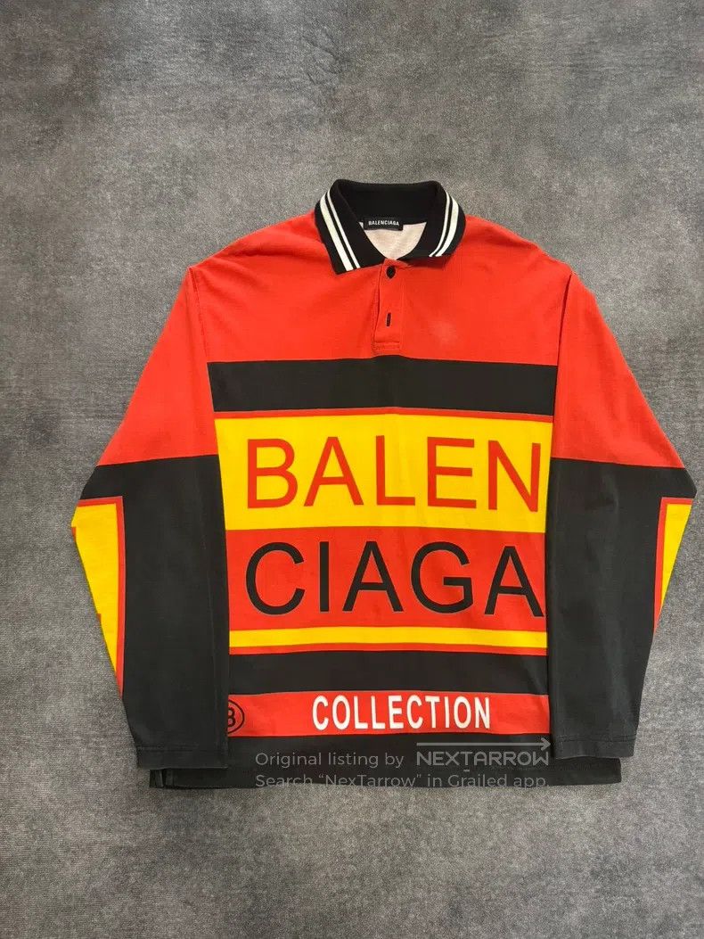 Balenciaga Balenciaga Color Block Printed Polo Shirt Long Sleeve Swea Size US XXS / EU 40 - 1 Thumbnail