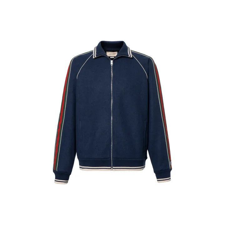 Gucci Gucci Gucci Navy Striped Zip-Up Jacket for Men -2506 Size US XS / EU 42 / 0 - 2 Thumbnail