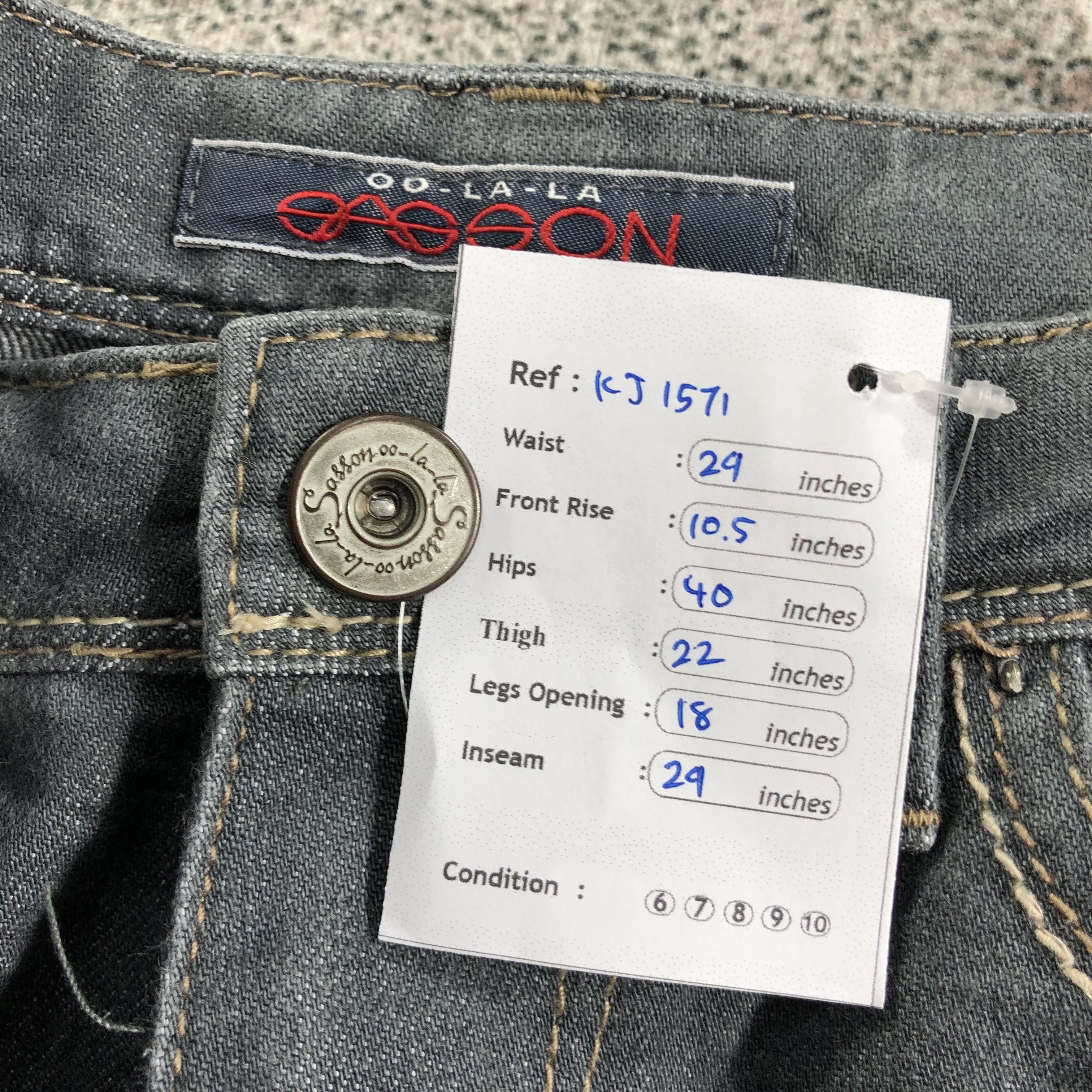 Japanese Brand OO LA LA Jeans Blue Flare Denim KJ1571 Size 29" - 11 Thumbnail