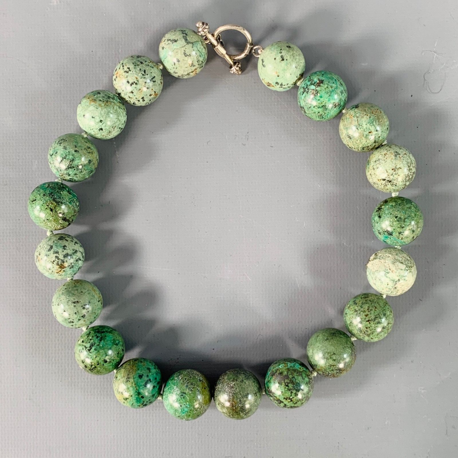 Vintage VINTAGE Green Black Marbled Chunky Beaded Necklace Size ONE SIZE - 1 Thumbnail