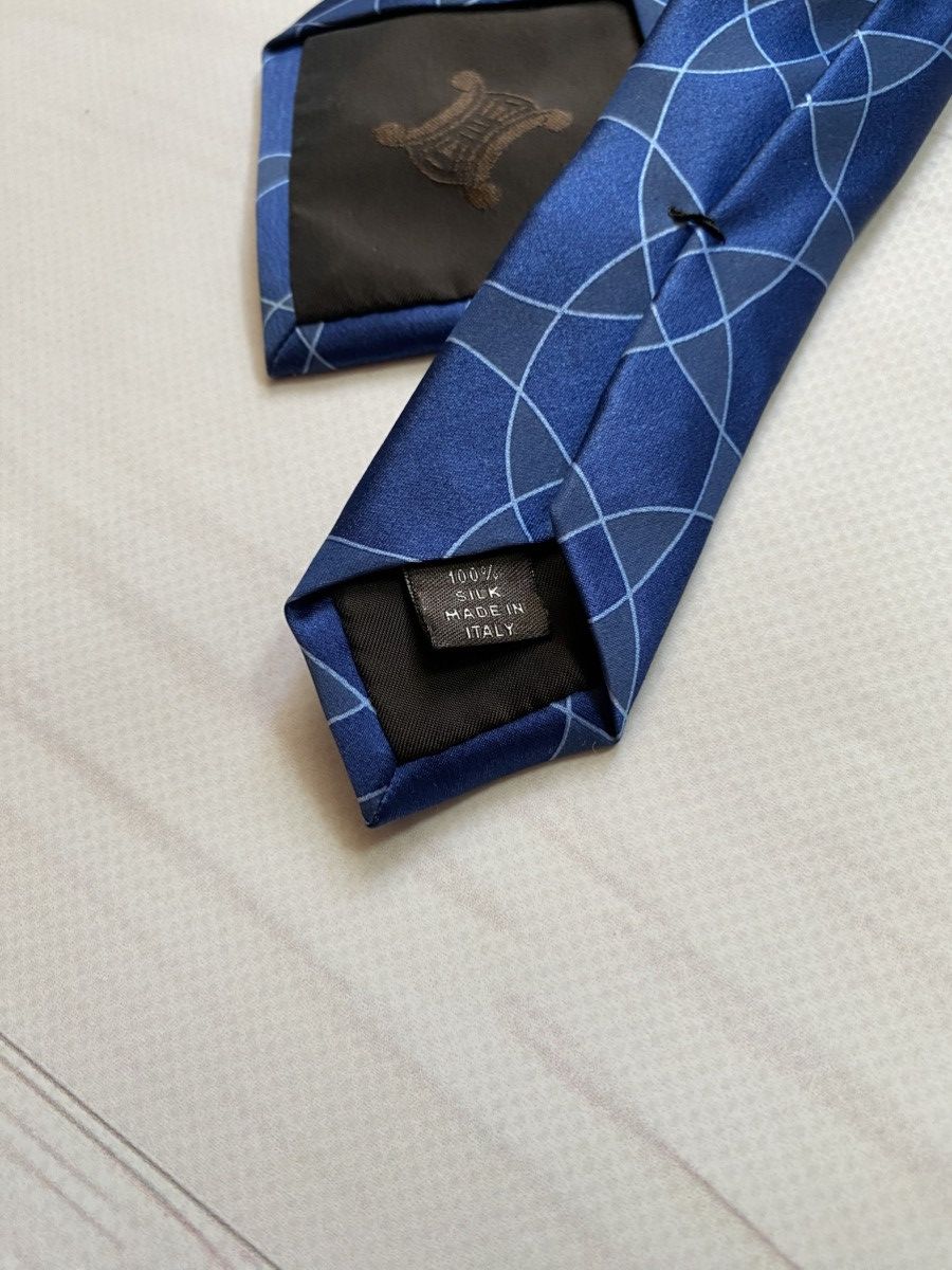 Celine Celine Blue Silk Geometric Pattern Tie Size ONE SIZE - 5 Thumbnail