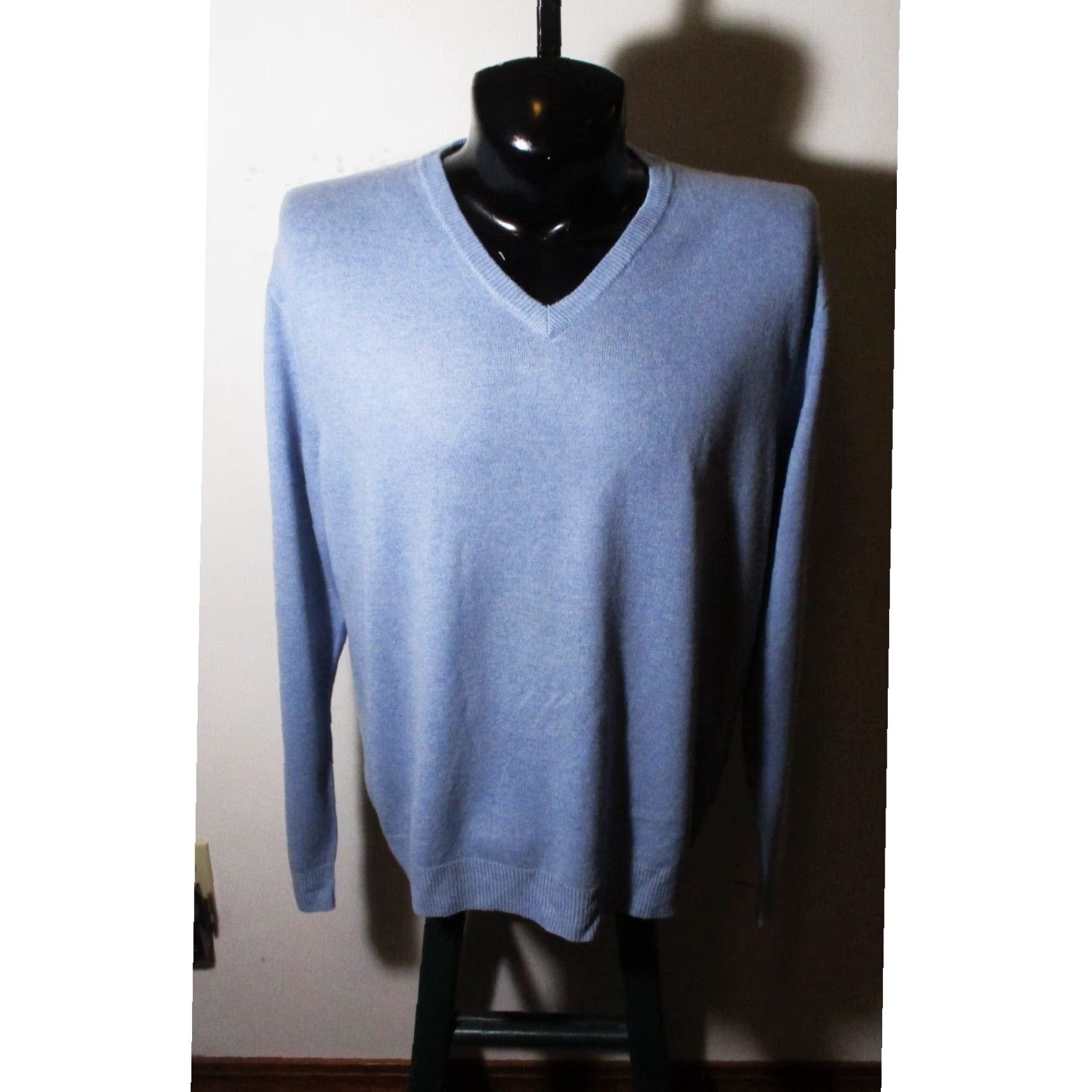 Club Room Mens 100% Cashmere V neck Sweater cheapest Blue large