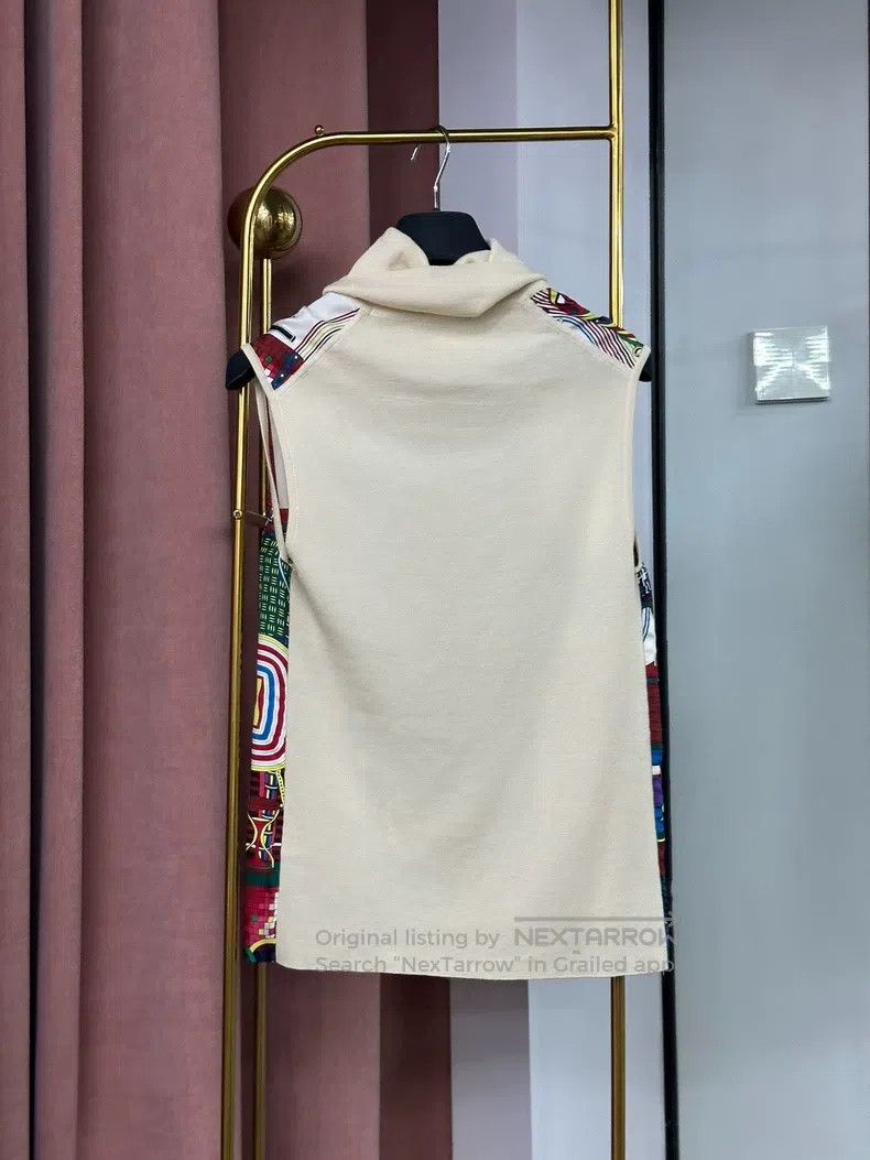 Hermes Hermes Silk Print Patch Cashmere High-Neck Sleeveless Top Size XS / US 0-2 / IT 36-38 - 3 Thumbnail