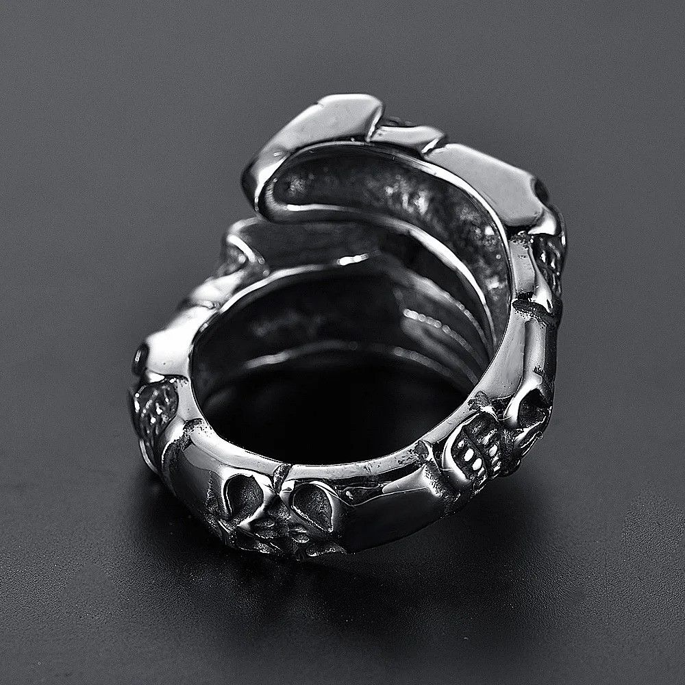 Vintage Gothic Dragon Claw Skull Ring Size 28 - 2 Thumbnail