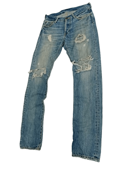 Japanese Brand The Stooge & Co Distressed Jeans Blue Denim Size US 31 - 5 Thumbnail