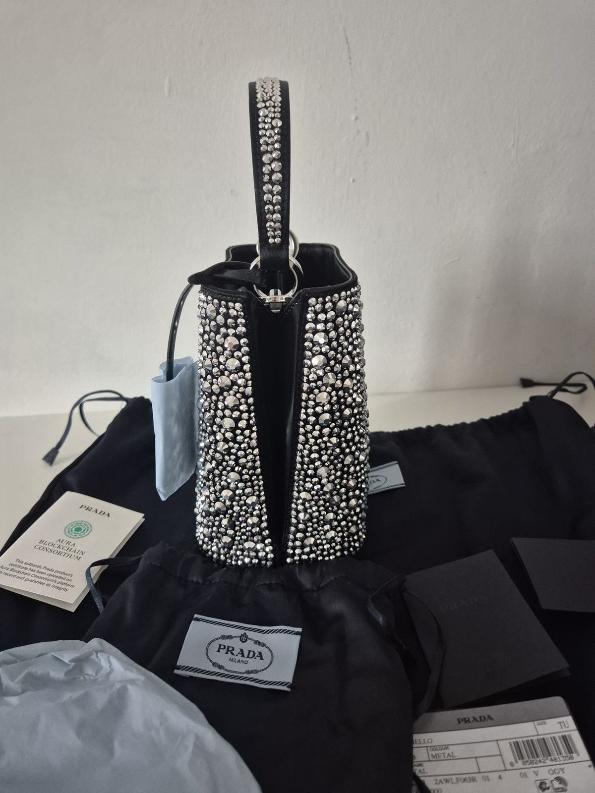 Prada Panier satin bag with crystals
