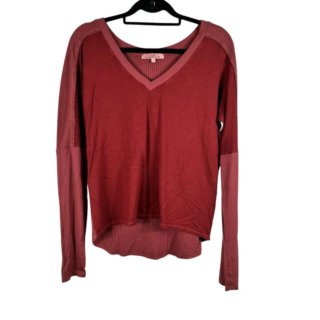 Other Redhaute Red Long Sleeve V Neck Waffle Knit Top Medium Size M / US 6-8 / IT 42-44 - 1 Thumbnail