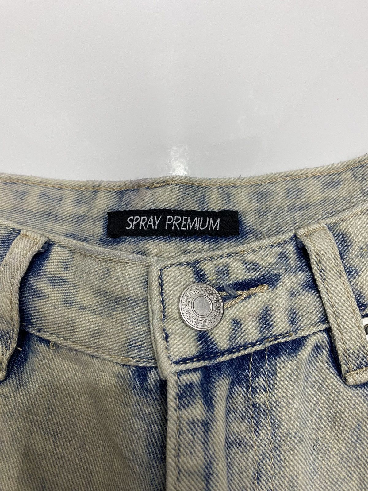 Hysteric Glamour × If Six Was Nine BAGGY🔥SPRAY PREMIUM BLUE WASH DISTRESSED BAGGY DENIM JEANS Size US 27 - 8 Thumbnail