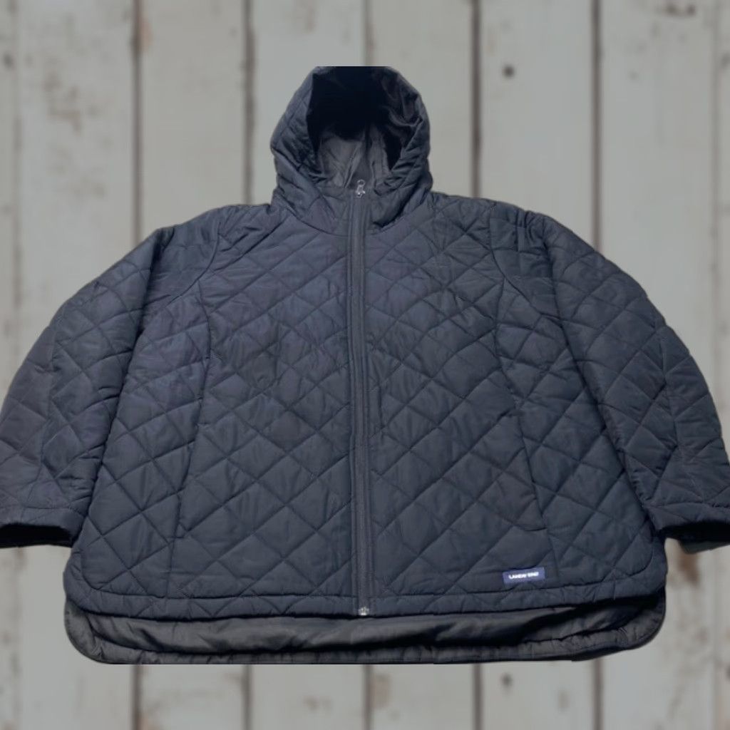 Lands End Hooded Jacket Mens XL Black Packable Quilted Lightweight 8139