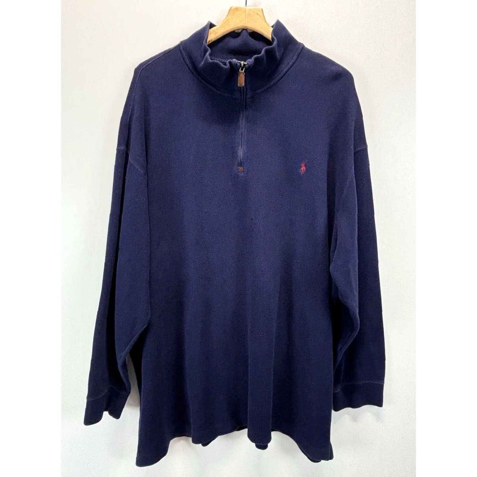 Ralph Lauren VINTAGE Polo Ralph Lauren 1/4 Zip Sweater Big & Tall 4XB Navy Classic Mock Neck Pullover Men Size US XXL / EU 58 / 5 - 2 Thumbnail