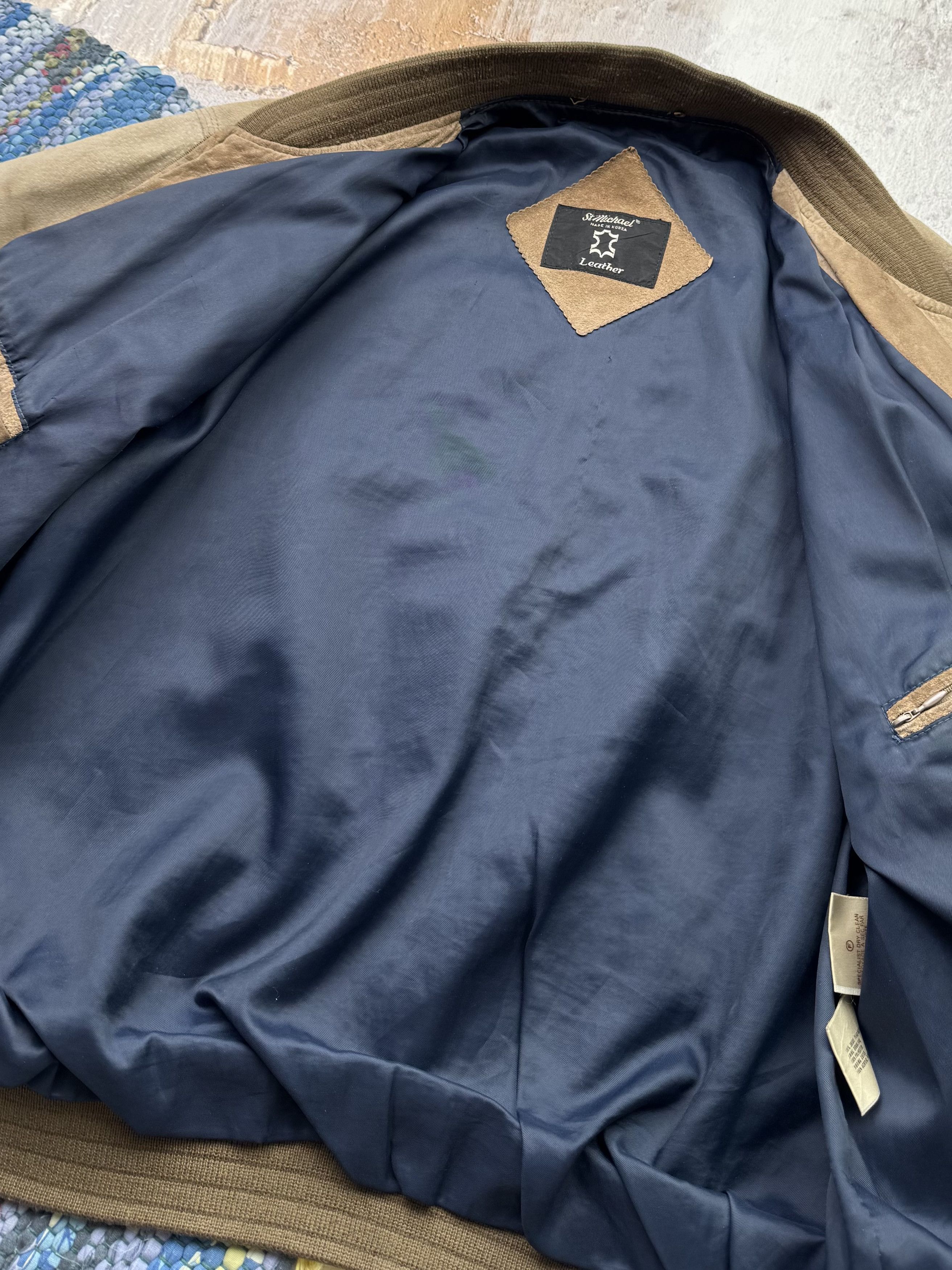 Japanese Brand Vintage Suede Leather Faded Bomber Jacket A576D15(224) Size US M / EU 48-50 / 2 - 9 Thumbnail