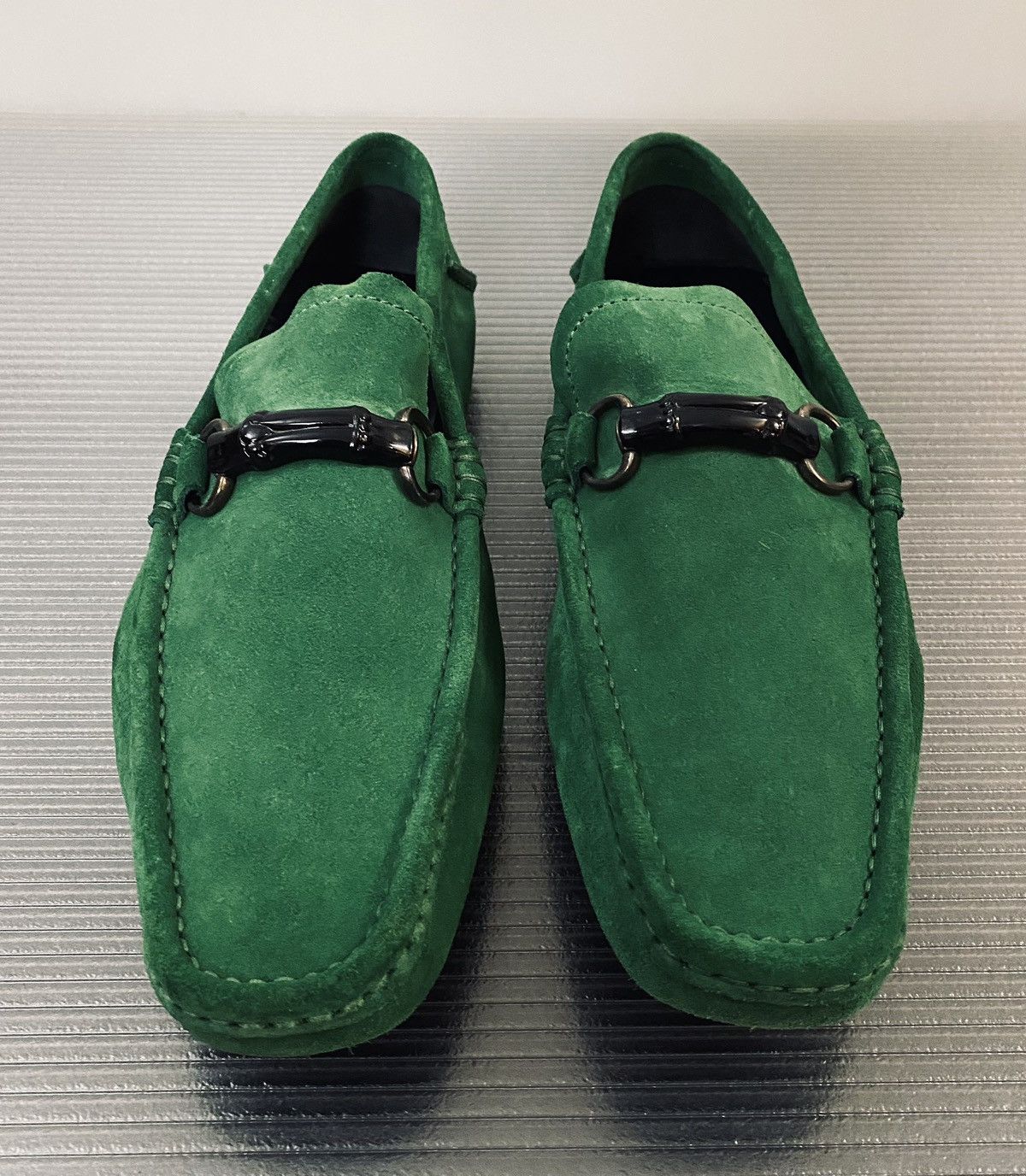 Tom Ford Gucci x Tom Ford 🇮🇹 Shamrock Suede Blk Bamboo Vintage 12 NEW Size US 12 / EU 45 - 6 Thumbnail