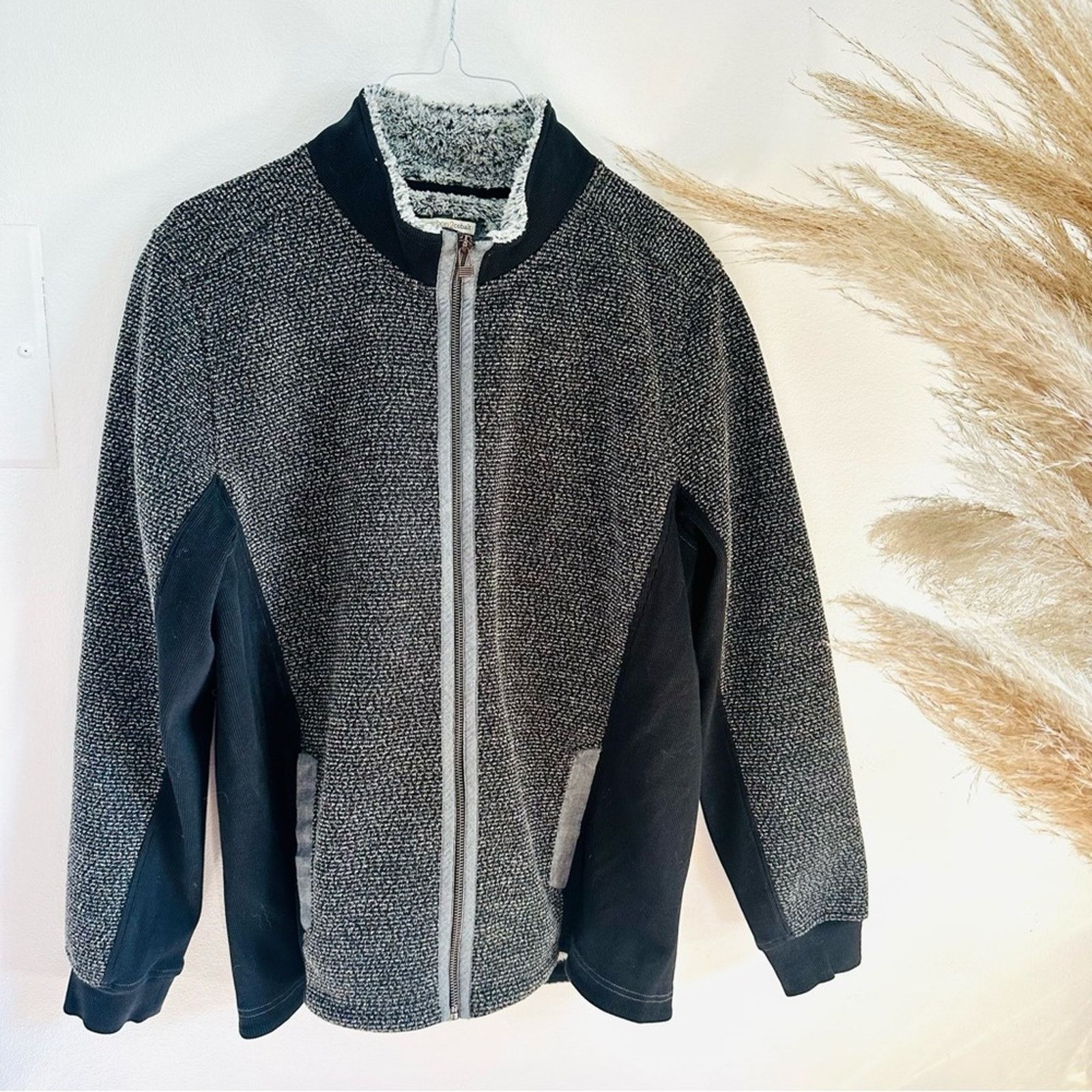 Nordstrom MENS CARBON2COBALT Grey Black Sweater Fleece Jacket Coat Size US L / EU 52-54 / 3 - 11 Thumbnail