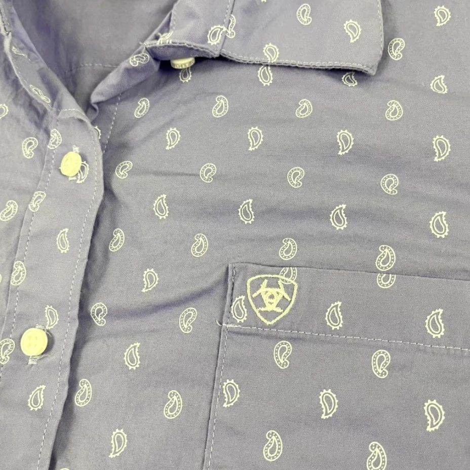 Ariat Ariat Real Shirt Womens Large Purple White Paisley Button Western Rodeo Cowgirl Size L / US 10 / IT 46 - 2 Thumbnail